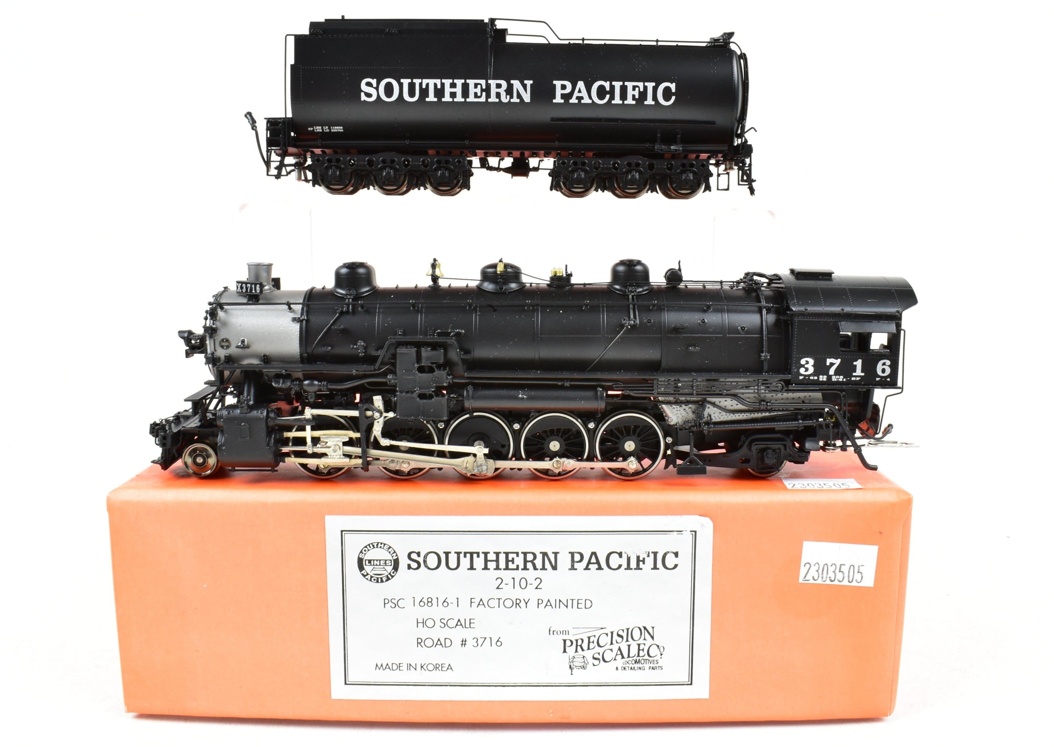 HO Scale Brass Precision Scale Co. Southern Pacific F-4 2-10-2 Factory Painted Locomotive Model No. 3716