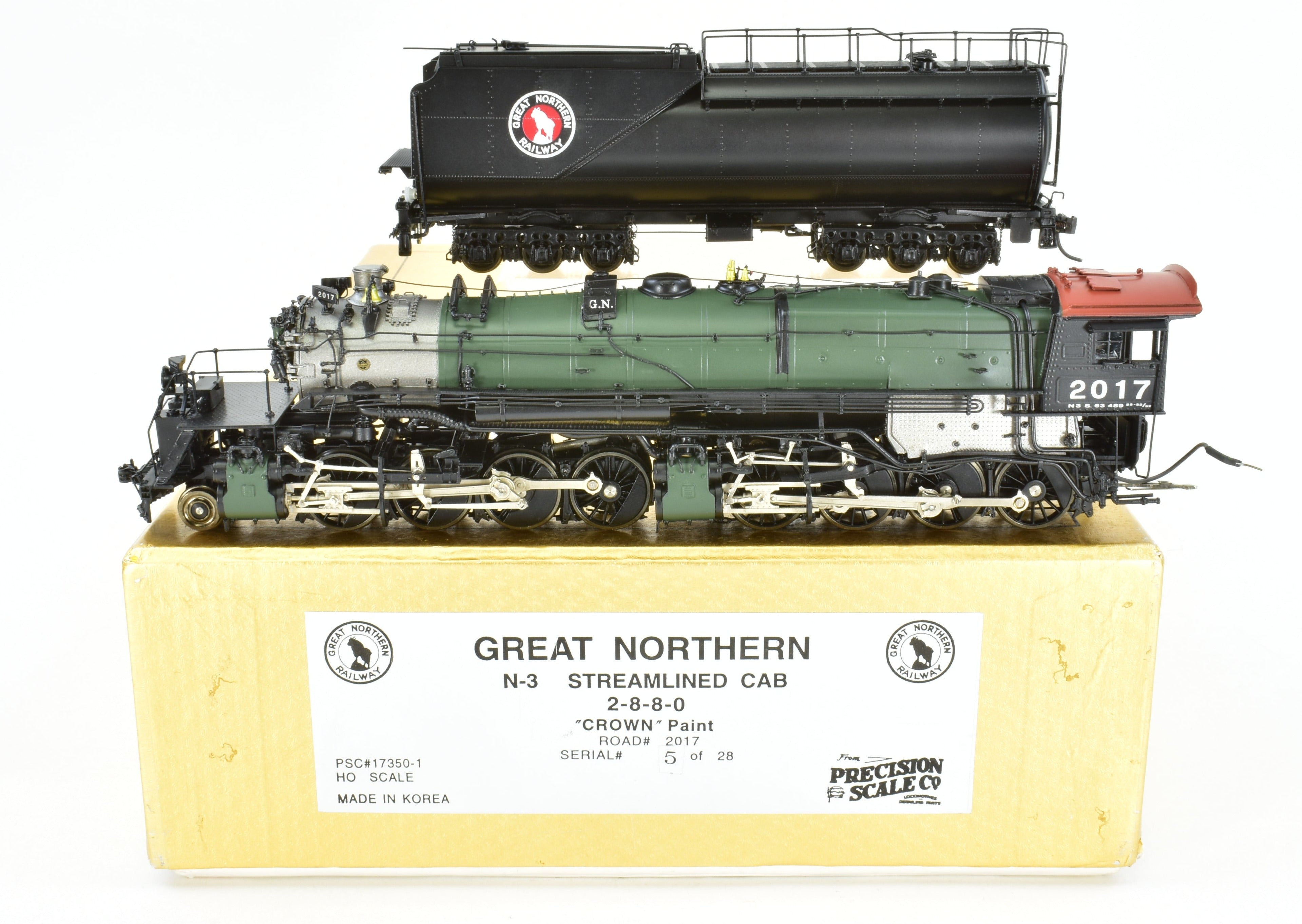 HO Scale Brass Model Train by Precision Scale Co. - Great Northern Class N - 3 2 - 8 - 8 - 0 FP in Glacier Park Scheme