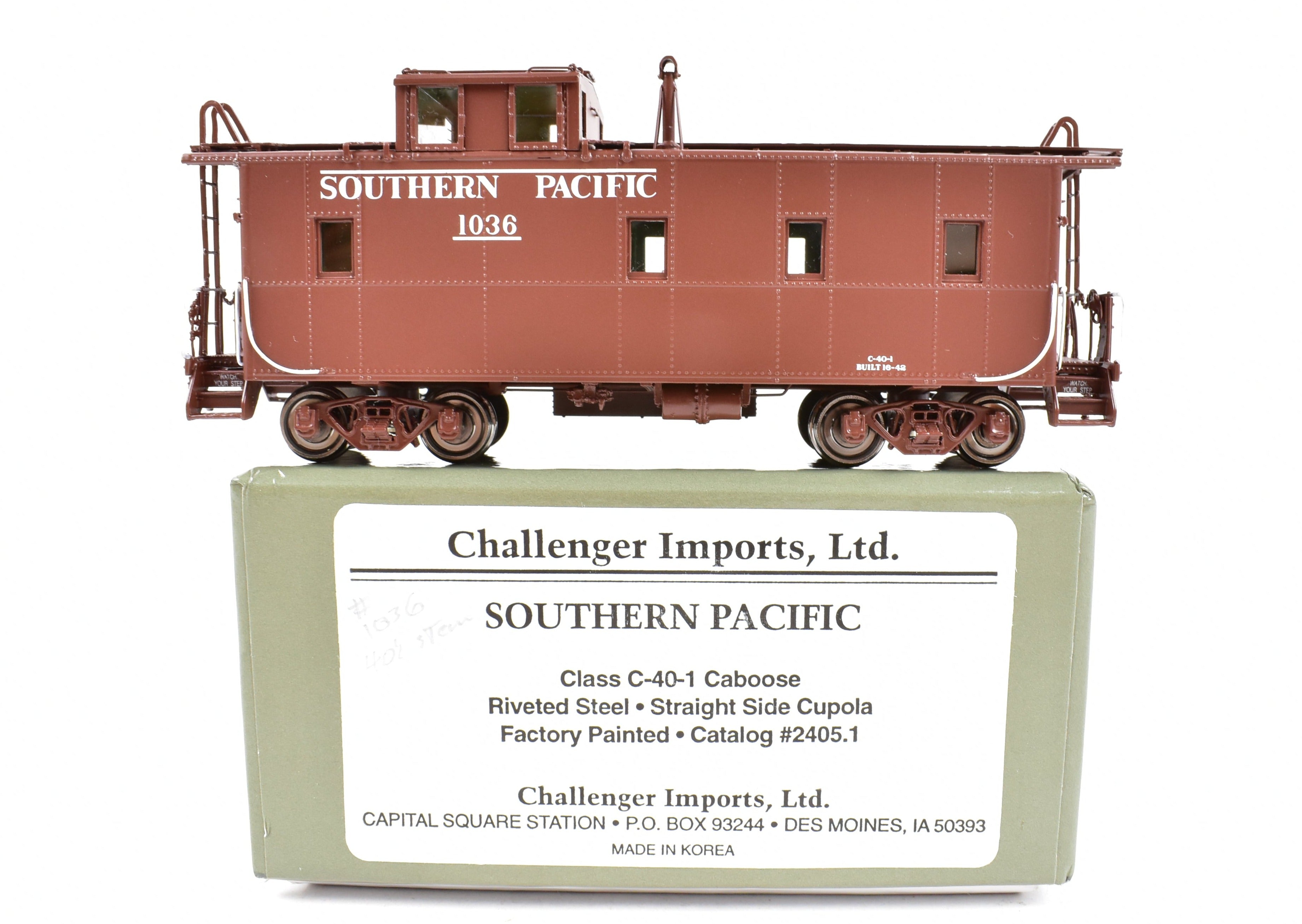 HO Scale Brass Southern Pacific Riveted Steel Caboose C-40-1 FP No. 1036 by Challenger Imports