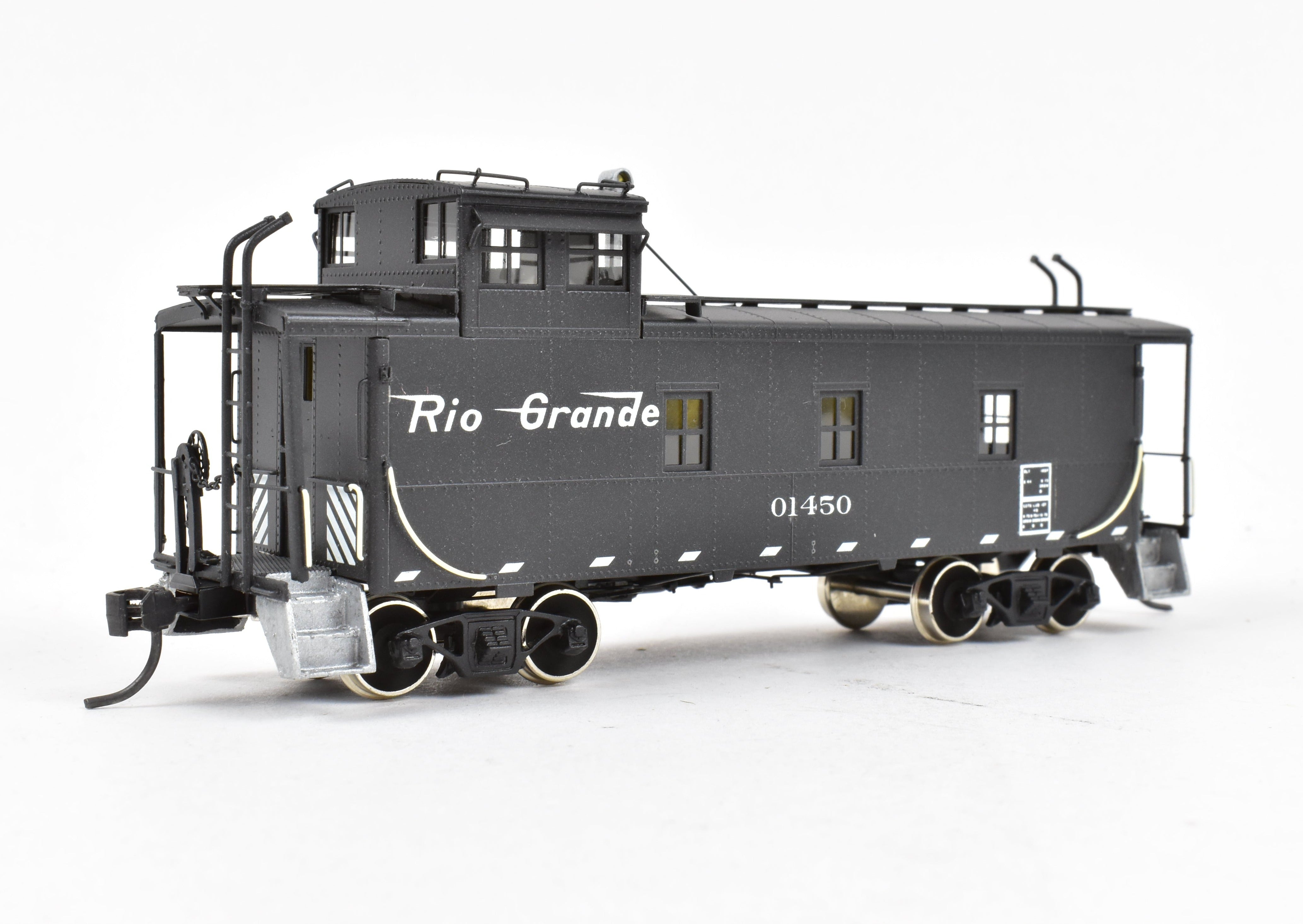 HO Scale Brass Model Train Caboose - Overland Models, Inc. Denver & Rio Grande Western Steel Caboose FP No. 01450