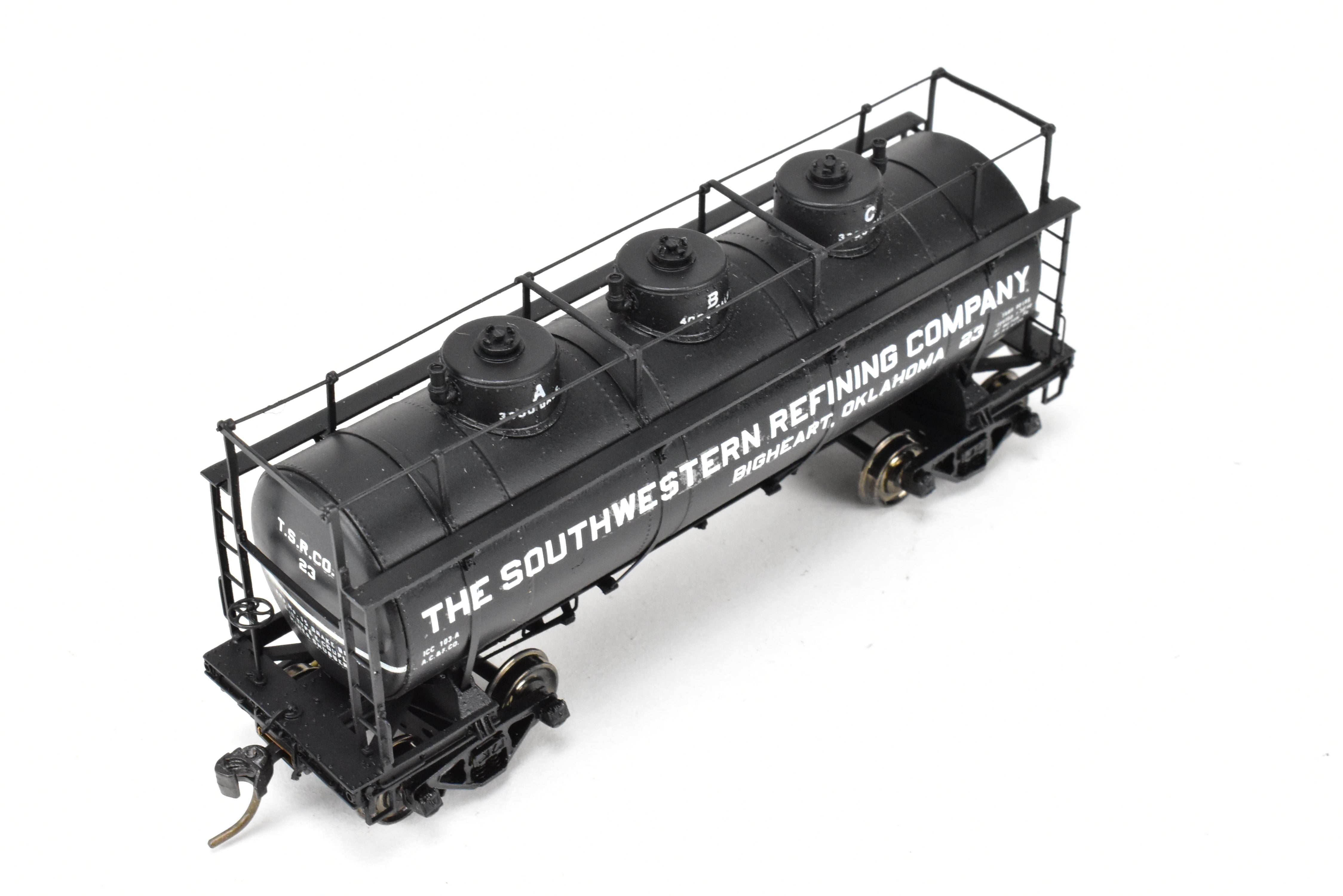 HO Scale Brass Model Train - W&R Enterprises Various Roads AC&F 10,000 GAL 3 - Dome Tank Car Featuring High Walkway and Custom Paint by The Southwestern Refining Company