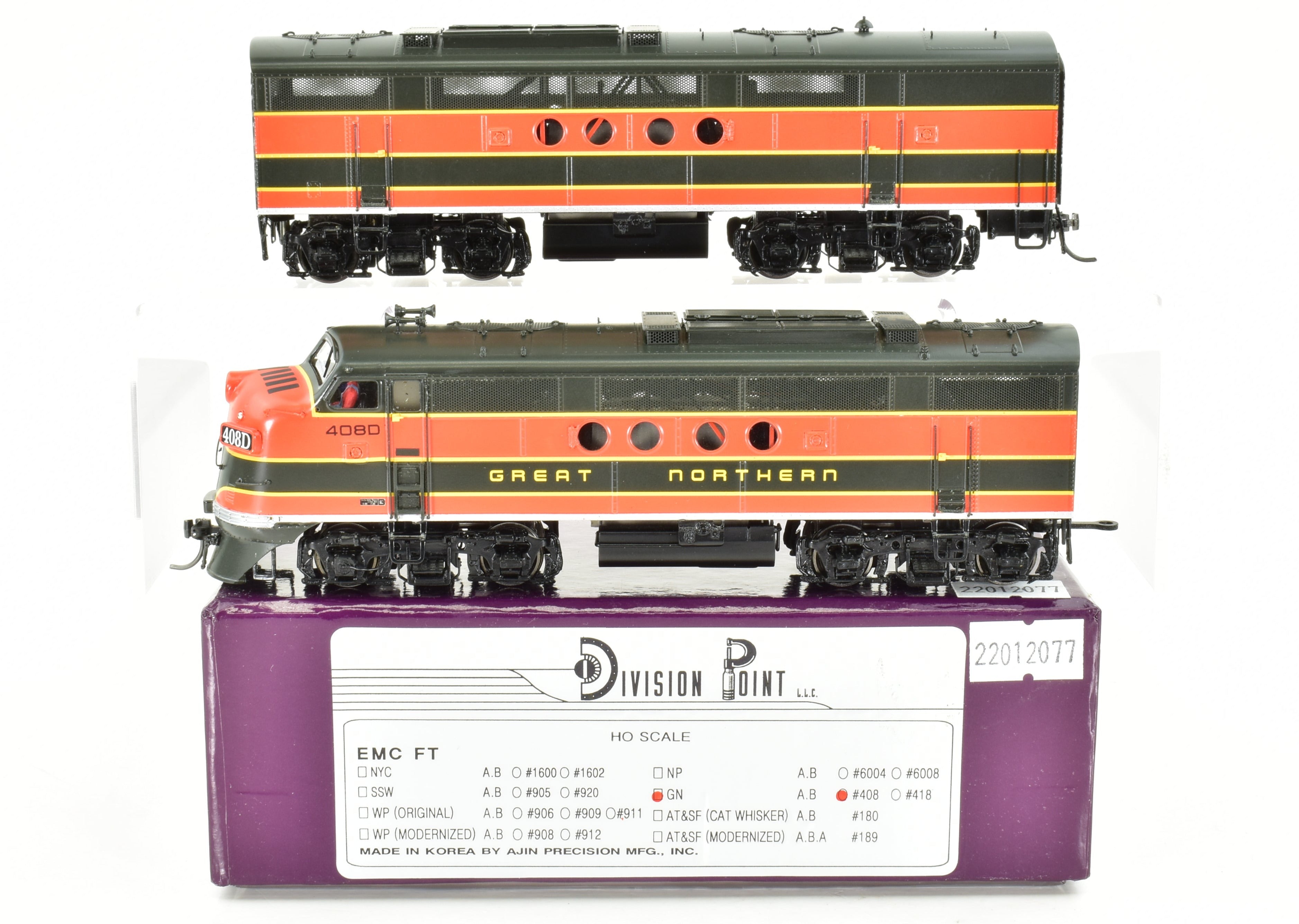 HO Scale Brass Division Point (DVP) Great Northern EMC FTA/B Set with Factory Painting and High - Quality Details