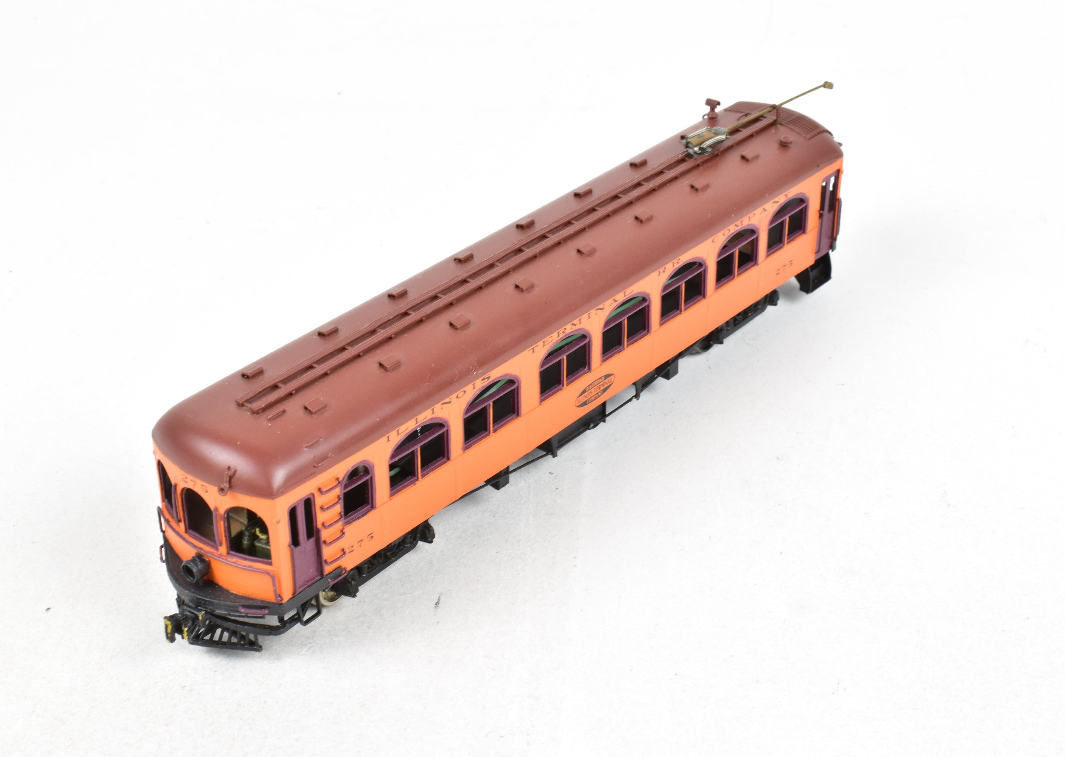 HO Scale Brass Illinois Traction Tangerine Flyer Powered Combine Model #275 by GSB Rail Associates with Custom Painting