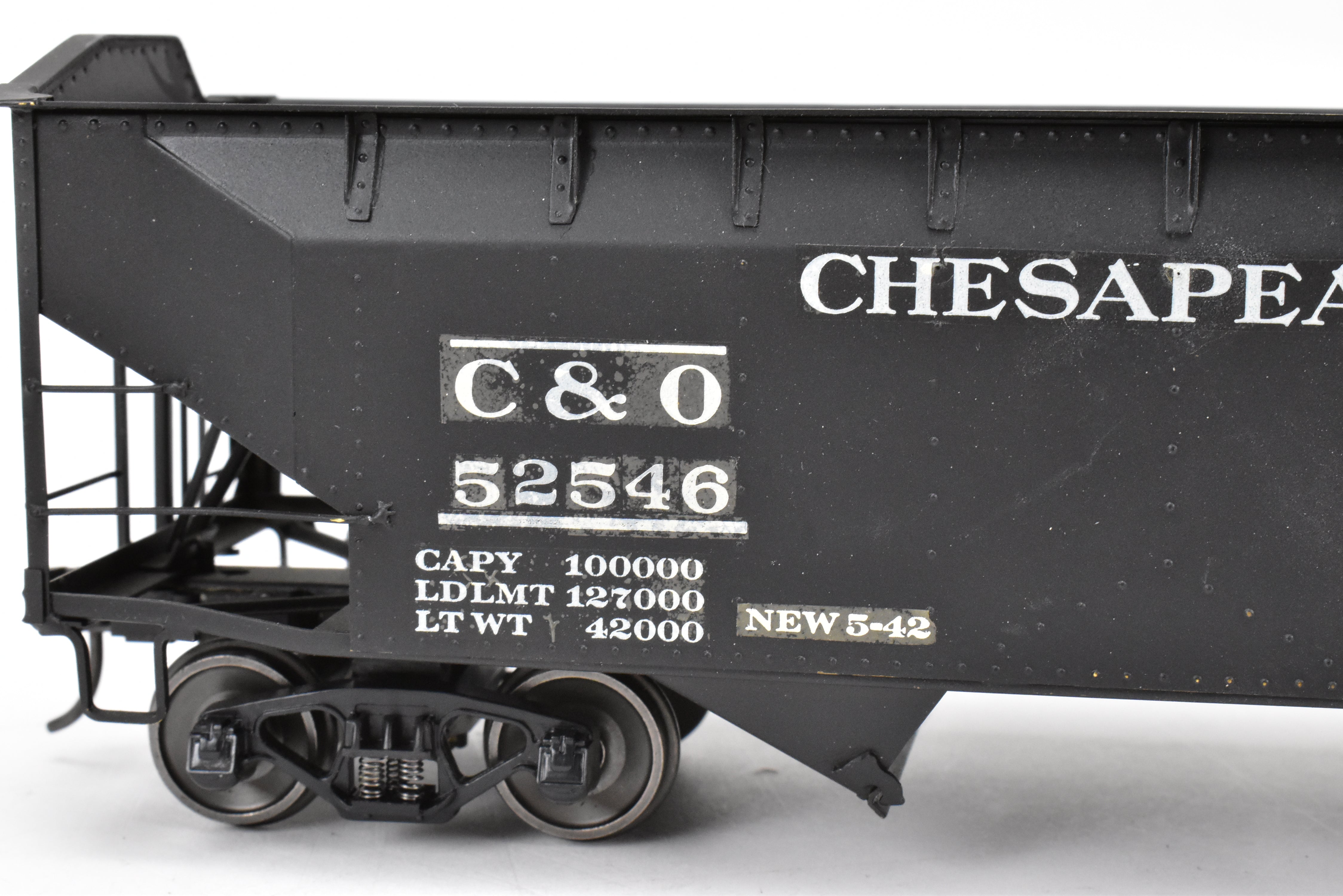 O Scale US Hobbies Brass C&O Offset Side Twin Hopper w/Peaked Ends, CP No. 52546