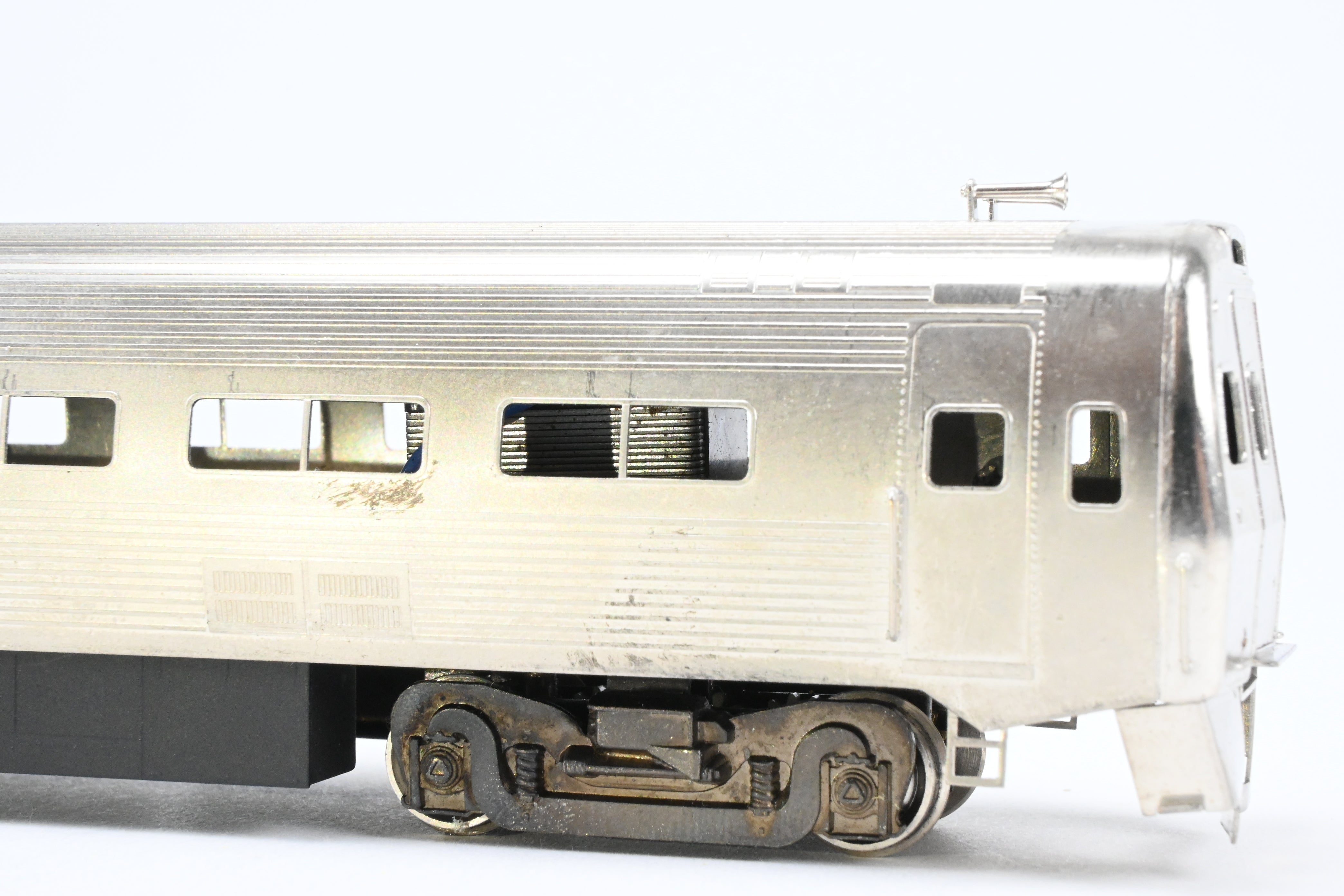 HO Scale Brass Gem Models Collectible PC - Penn Central/Amtrak Budd Metroliner 2-Car Set (1 Powered and 1 Non-Powered) with Factory Plated and Unlettered Finish