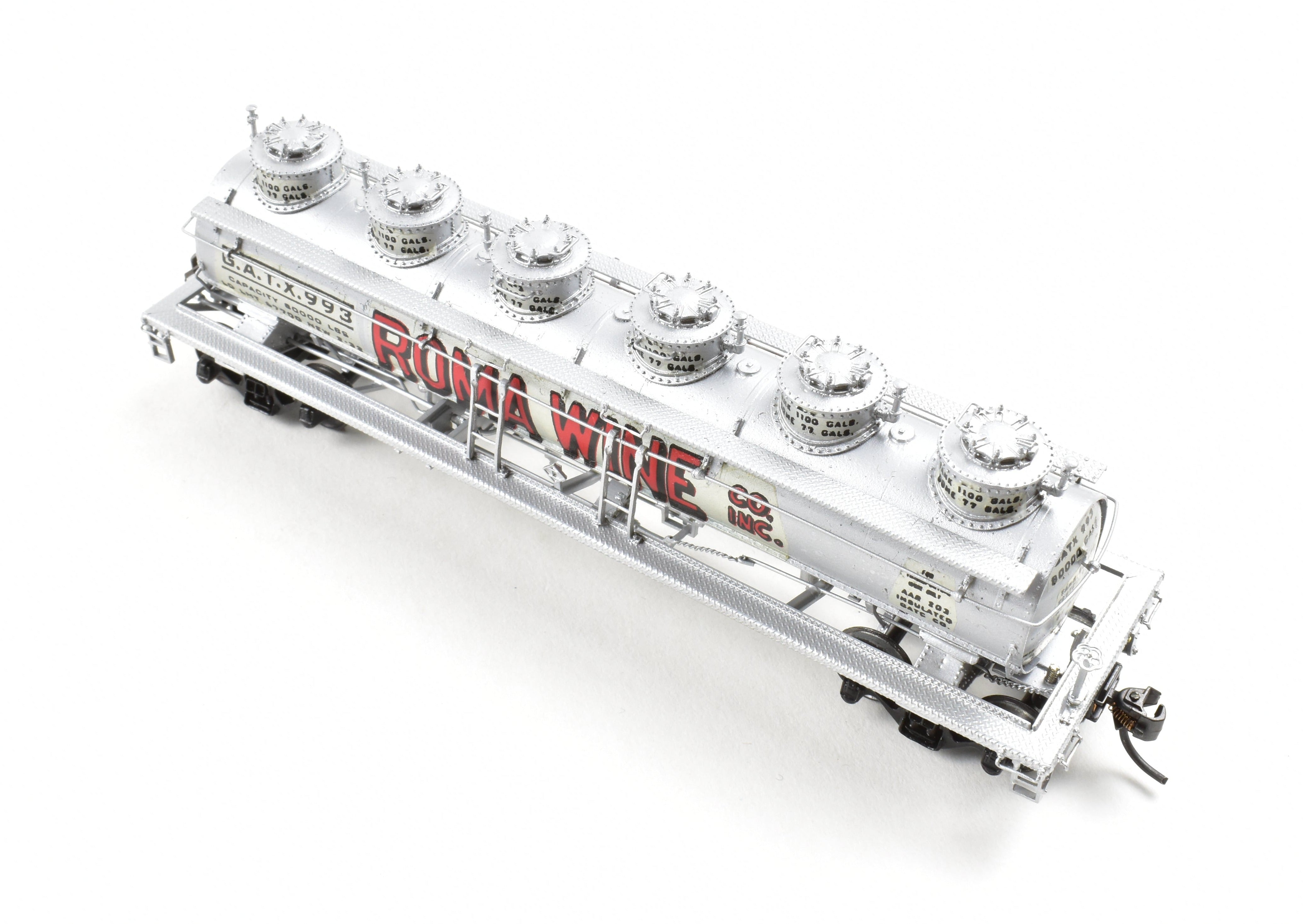 High - Quality HO Scale Brass Precision Scale Co. Unadorned G.A.T.X. 6 Dome - Wine Tank Car Professionally Custom Painted for Roma Wine Model Train