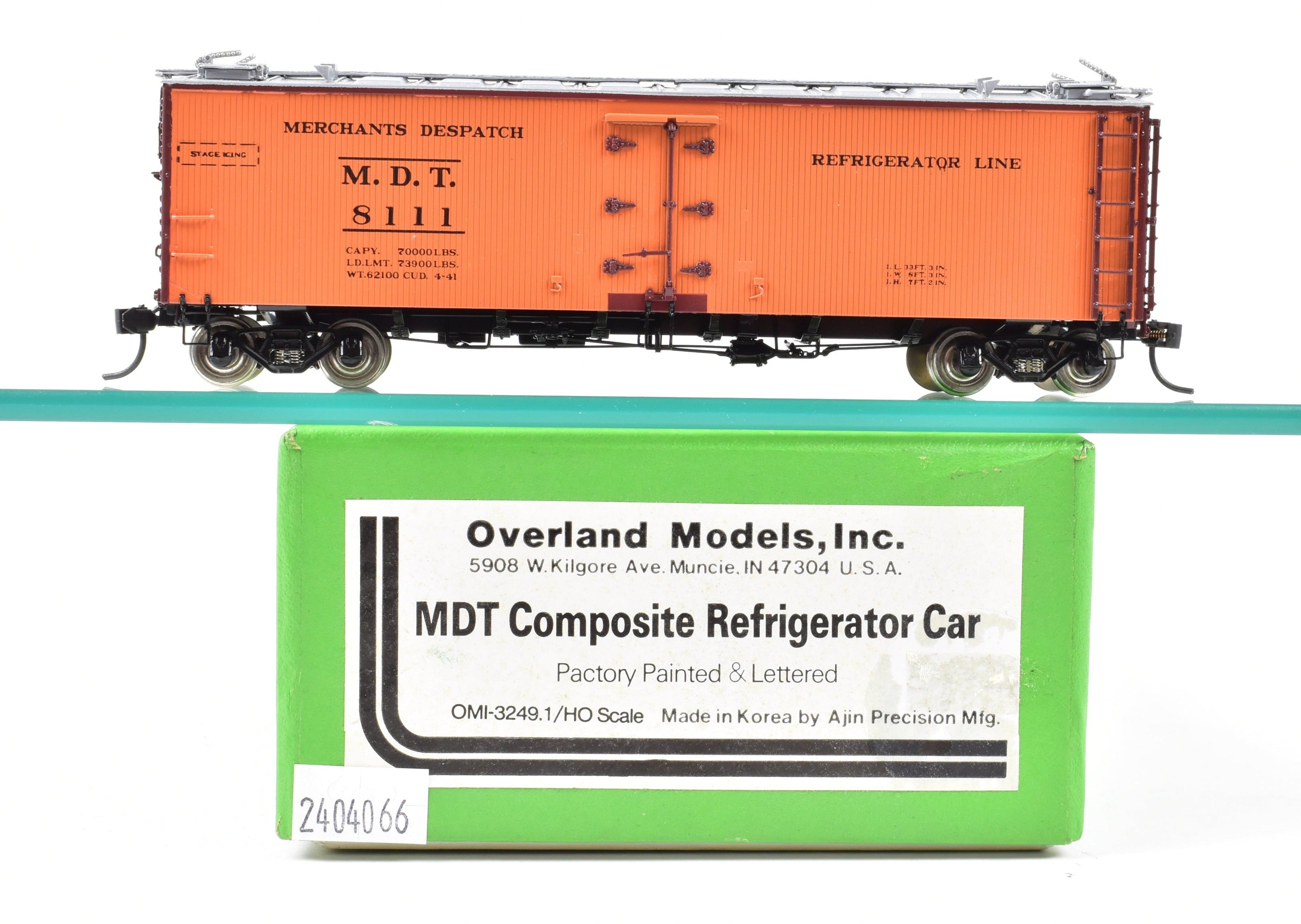 HO Scale Brass Merchants Despatch Composite Refrigerator Car Model by Overland Models, Inc. (OMI) with Various Road Designs and Part Number OMI - 3249.1