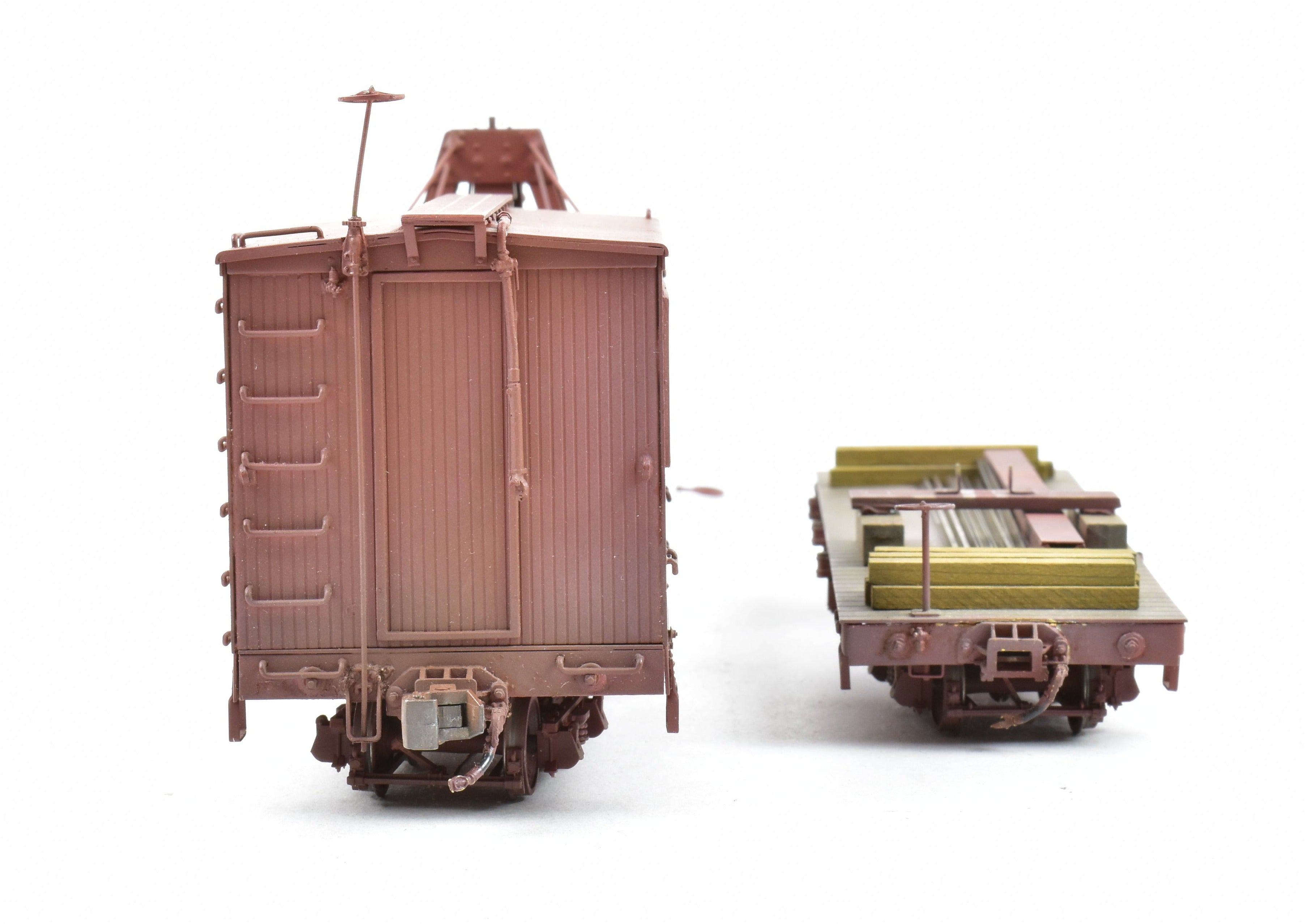 Custom Painted On3 Brass Model of D&RGW - Denver & Rio Grande Western Derrick OP with Idler Car by Westside Model Co.
