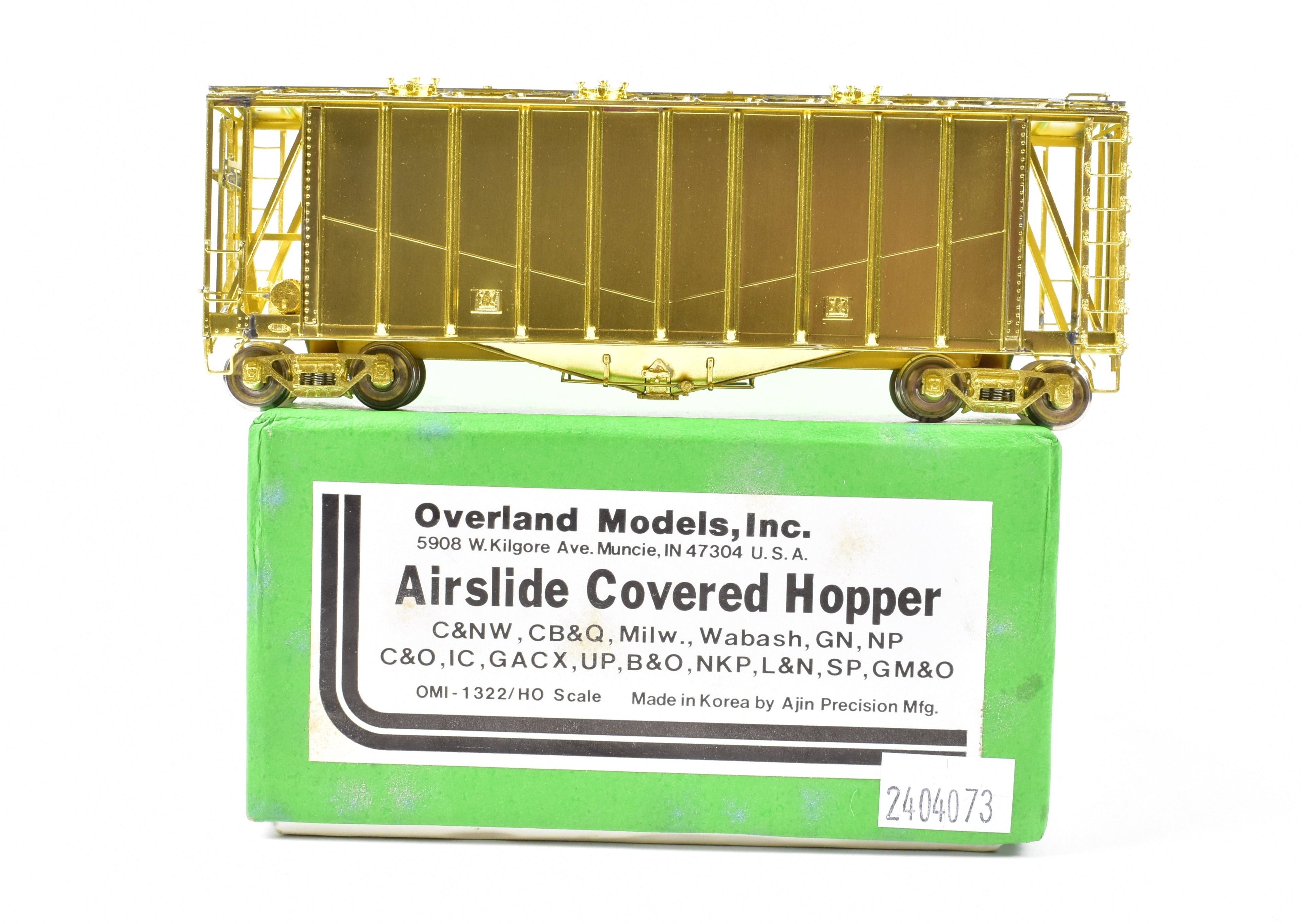 HO Scale Brass Airslide Covered Hopper Model by Overland Models, Inc. (OMI) for Various Roads