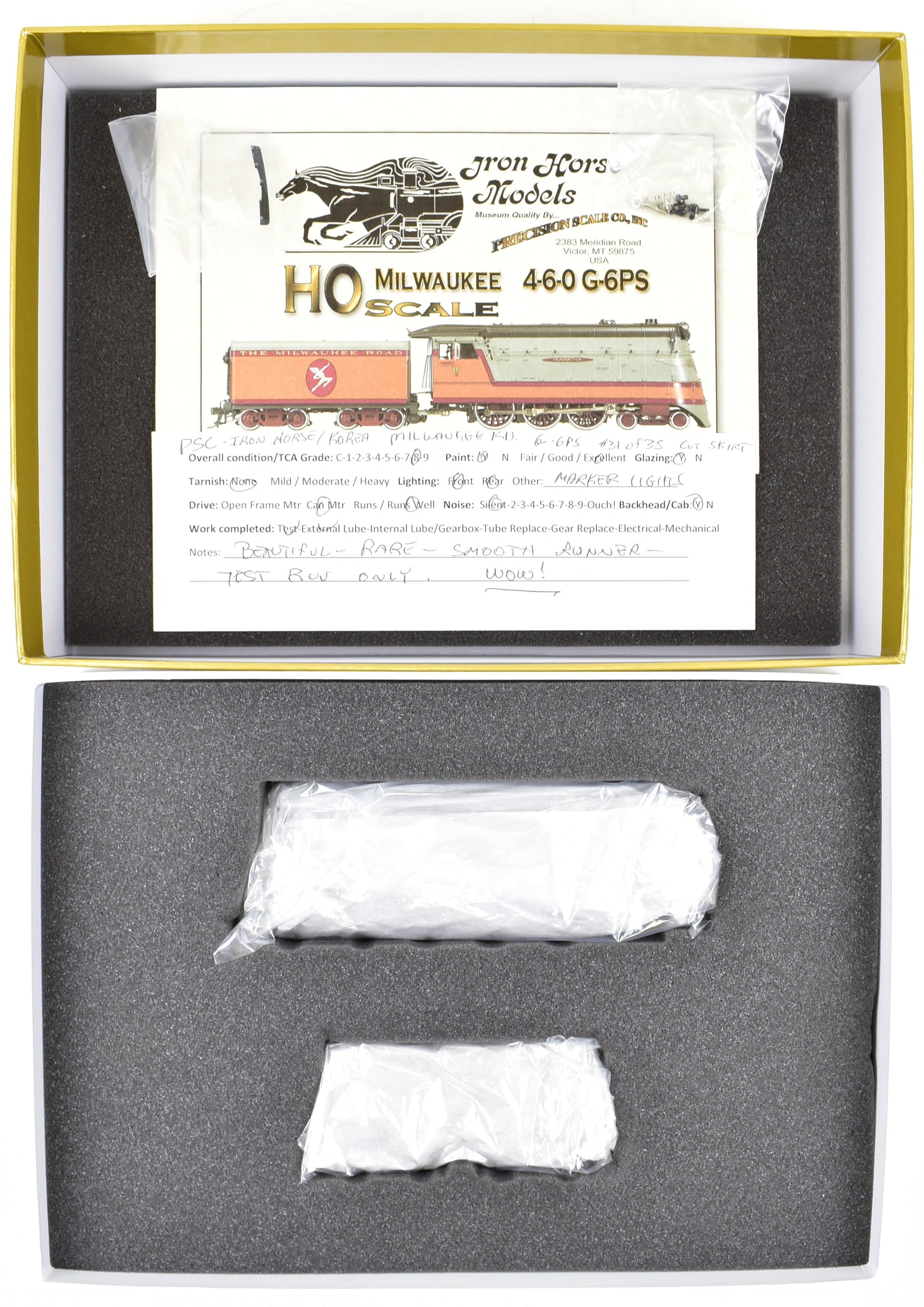 HO Scale Brass Precision Scale Co. Milwaukee Road 4-6-0 G-6PS Cut Skirt FP #11 Model