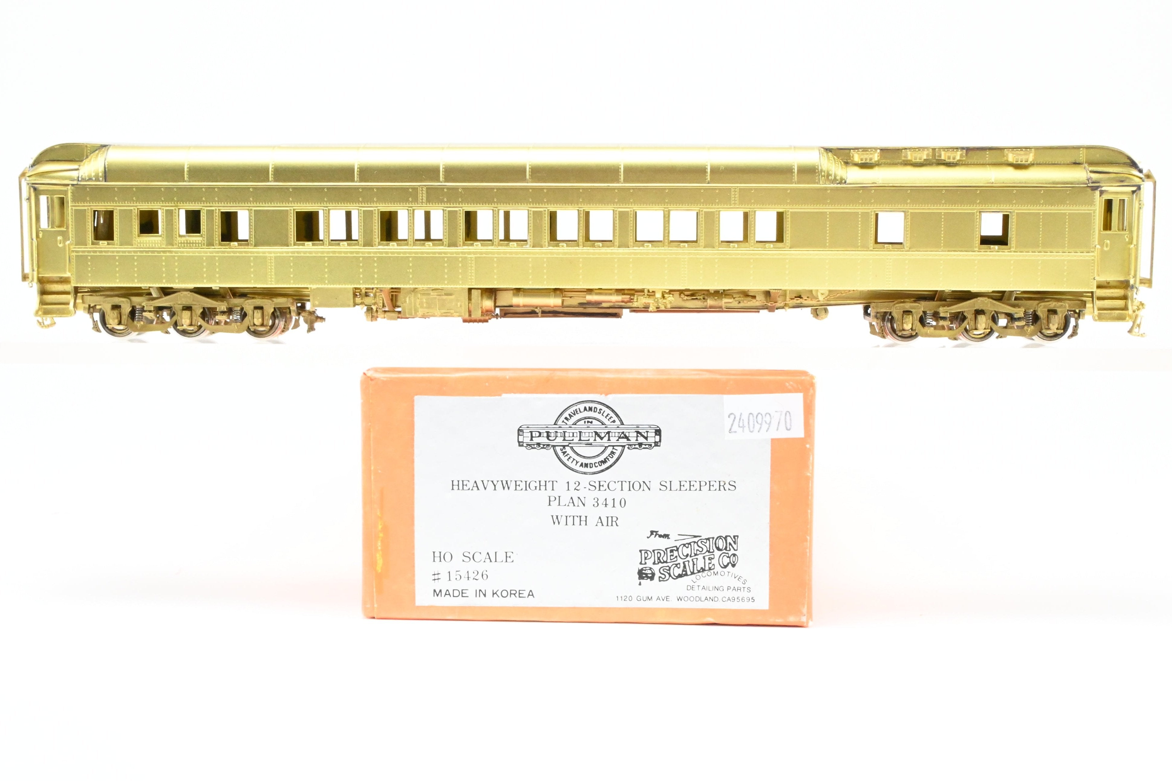 HO Scale Brass Precision Scale Co. (PSC) Model of Various Roads Pullman Heavyweight 12 - Section Sleeper Plan 3410 with Air Conditioning