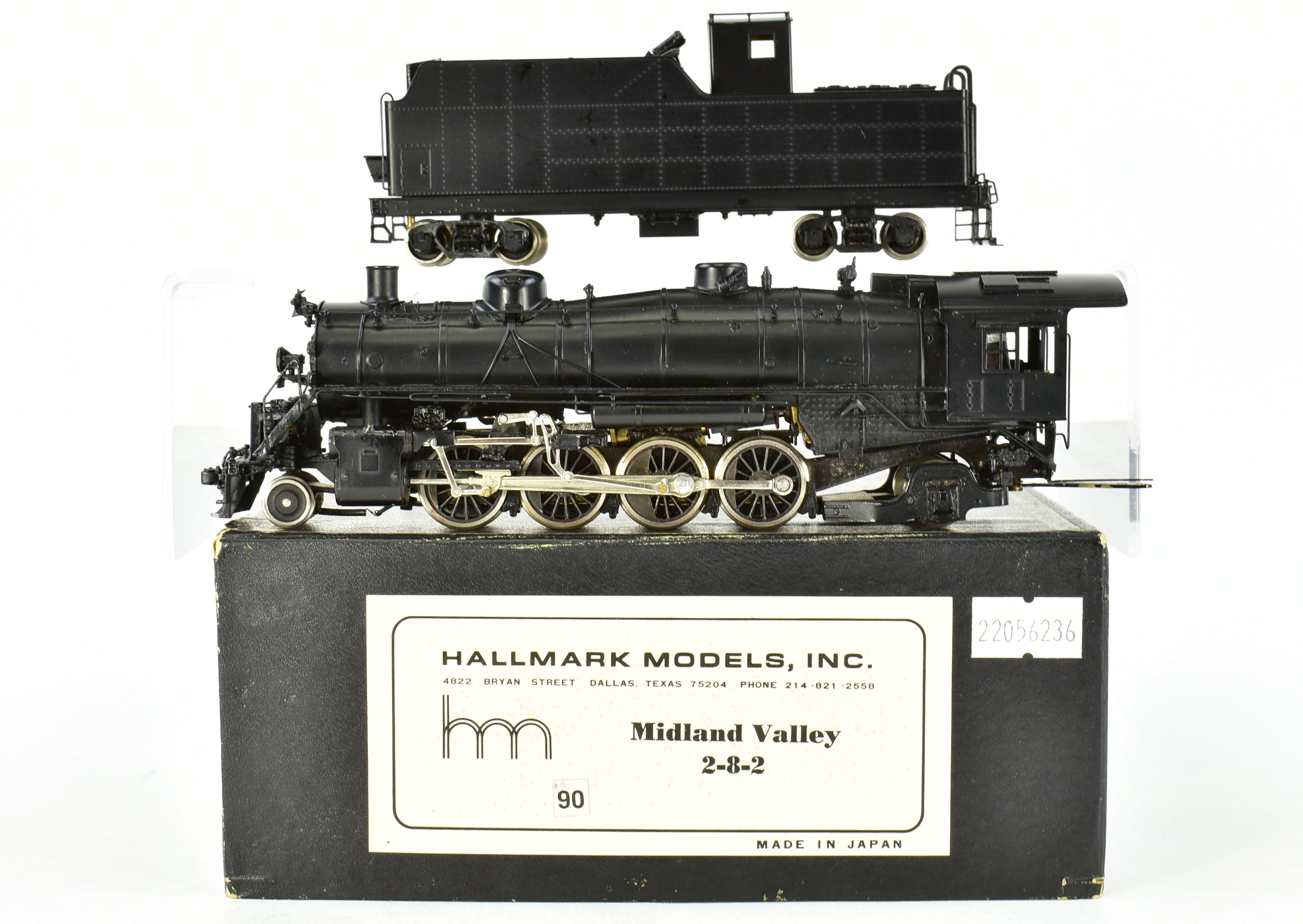 HO Scale Brass Hallmark Midland Valley 2-8-2 #601 with All-Black Custom Paint
