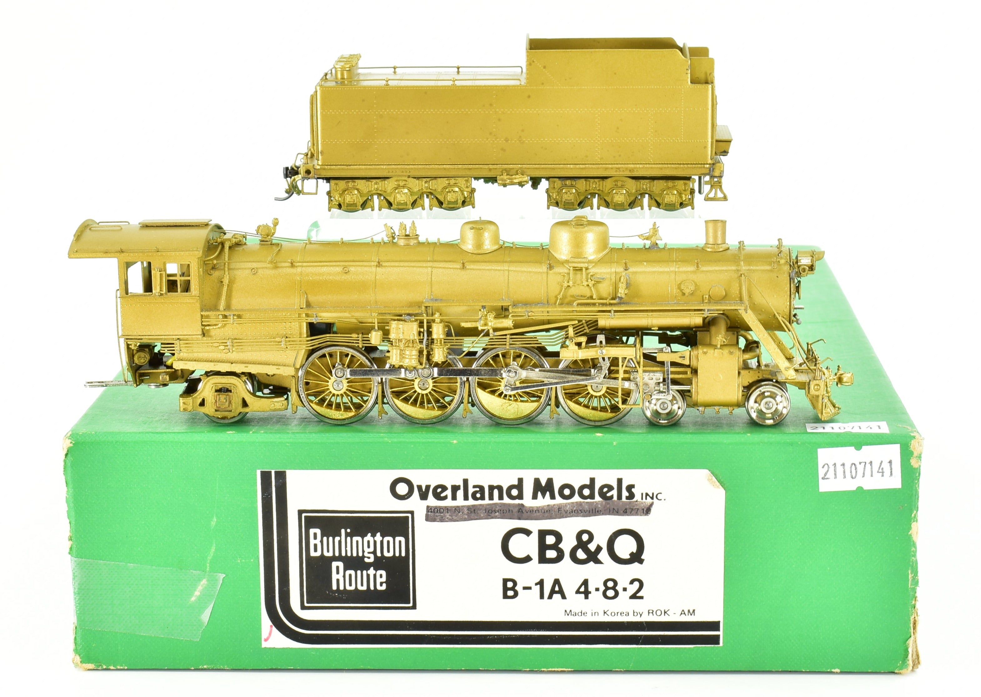 HO Brass OMI Overland Models CB&Q Burlington Route B-1A 4-8-2 Well-Detailed Model