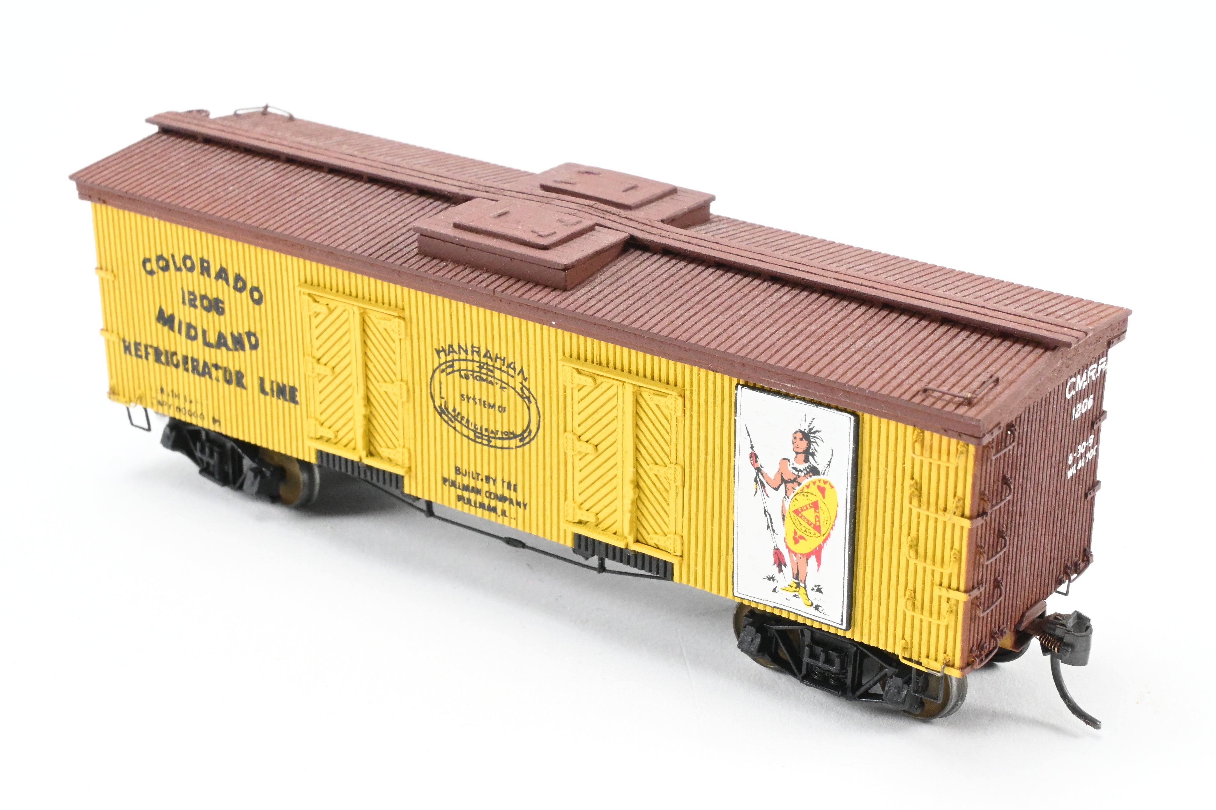 HO Scale La Belle Woodworking Colorado Midland 36-Foot Wood-Sided Refrigerator Car Model - Fully Assembled and Professionally Painted