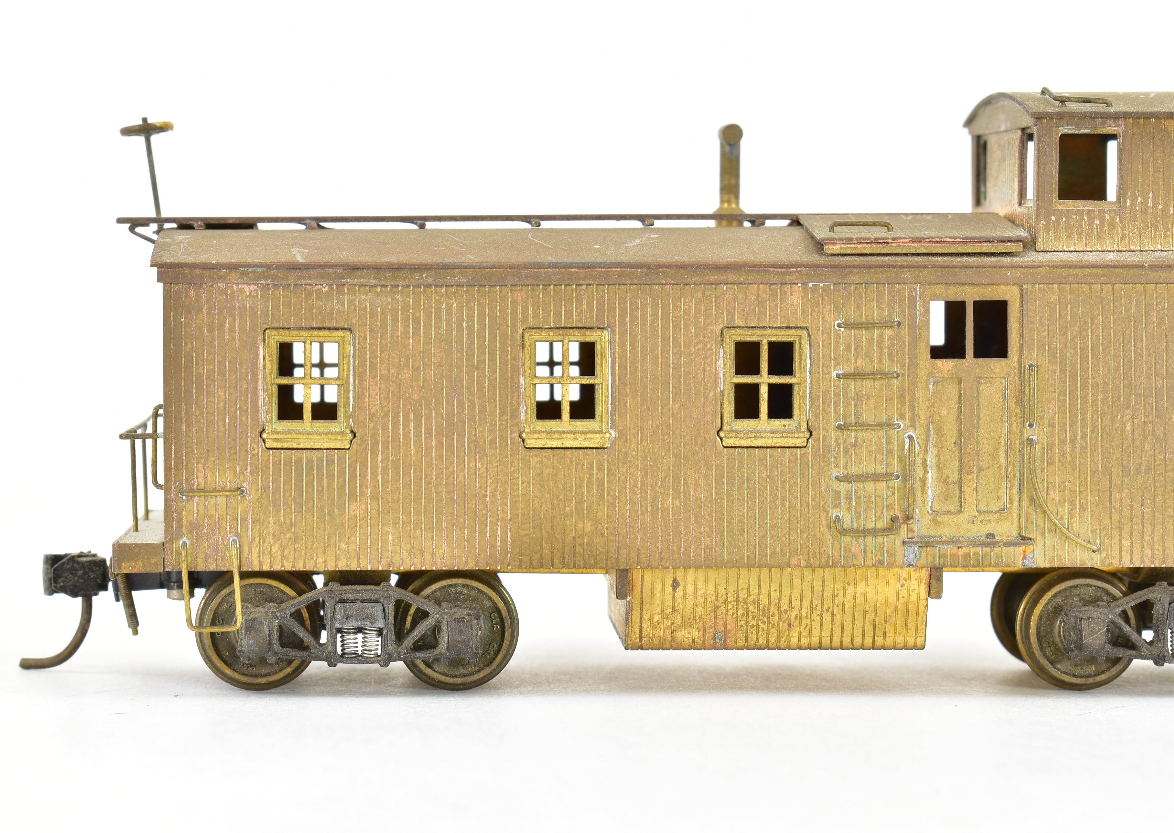 HO Scale Brass Model Trains by Trains, Inc. - ATSF Santa Fe Wood Blind End Caboose in AS-IS Condition