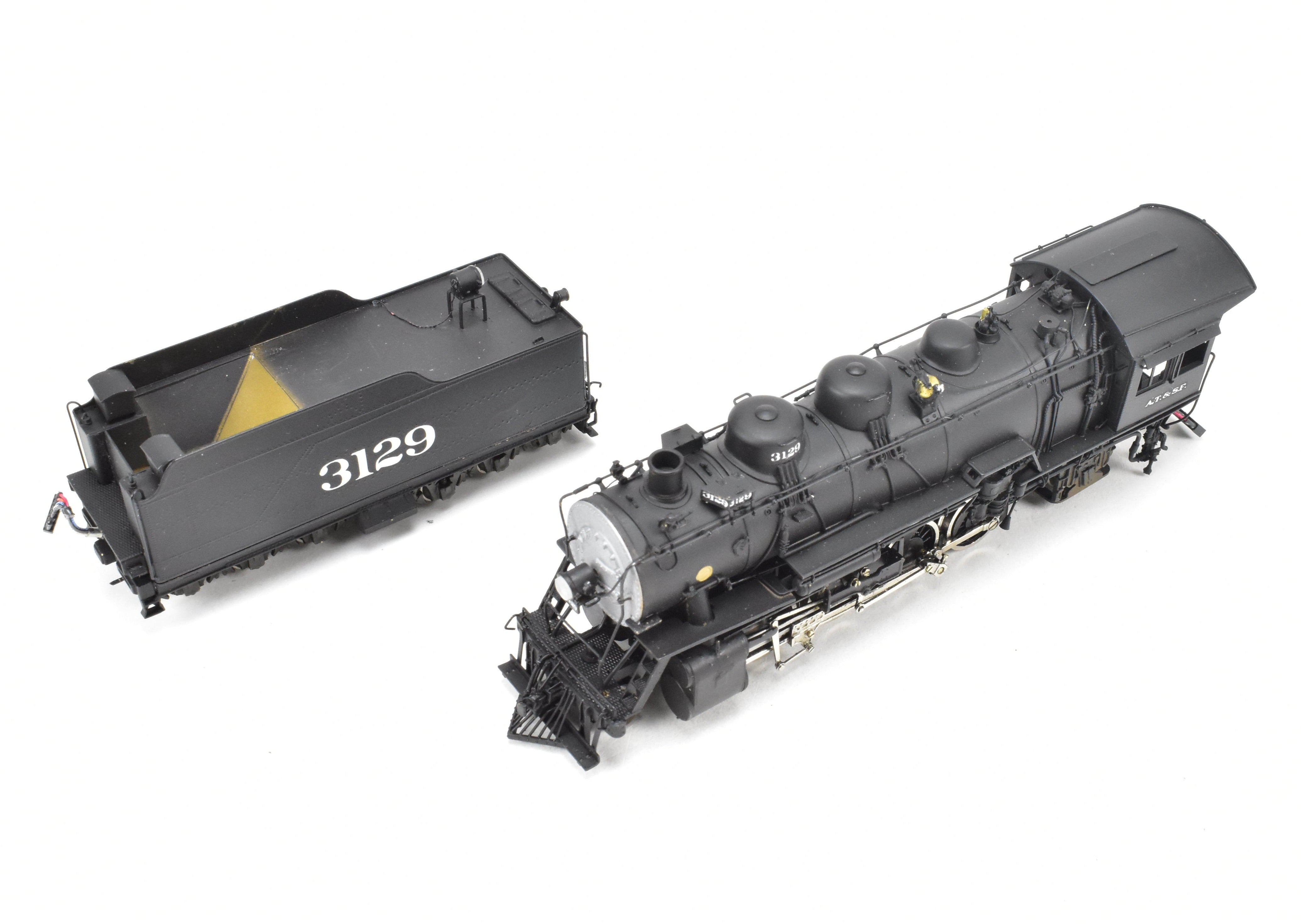HO Scale Brass Model Train - Hallmark Models ATSF - Santa Fe 3129 Class 2-8-2 Consolidation Locomotive with Pre - installed Digitrax DCC System