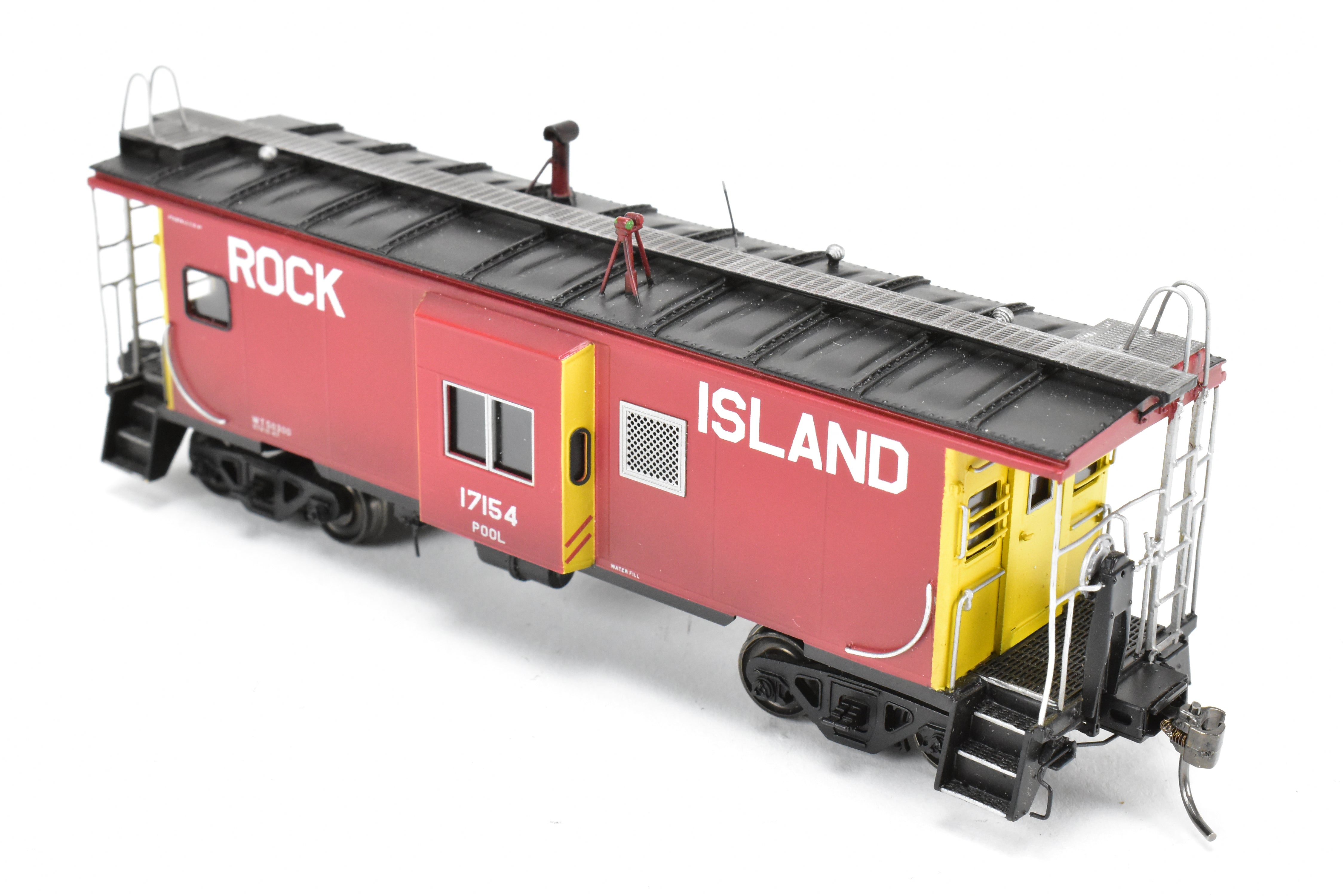 HO Scale Brass Model - Overland Models, Inc. (OMI) Custom Weathered Rock Island Bay - Window Caboose for Pool Service