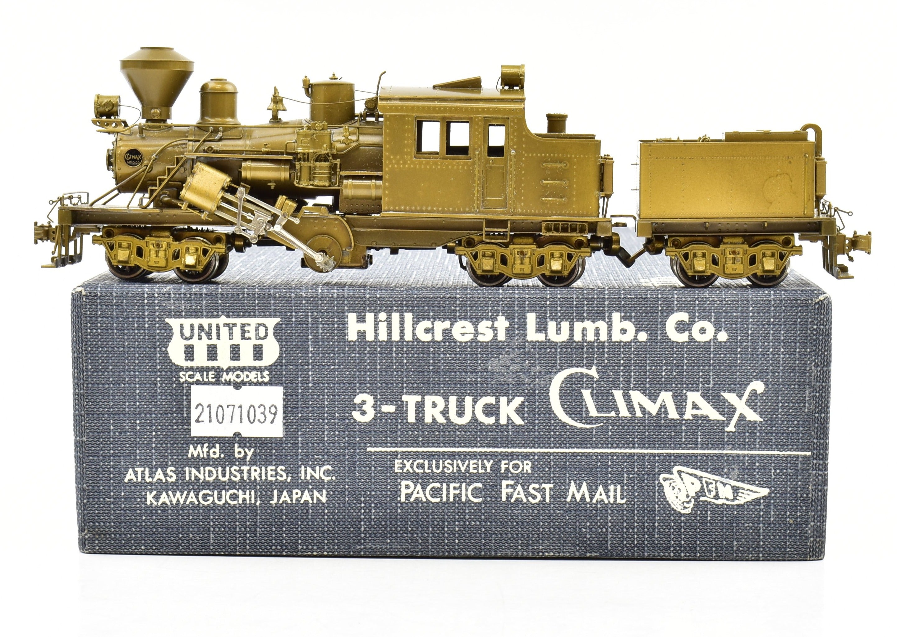 1980 HO Brass PFM - United Hillcrest Lumber Co. 3-Truck Logging Climax Geared Locomotive