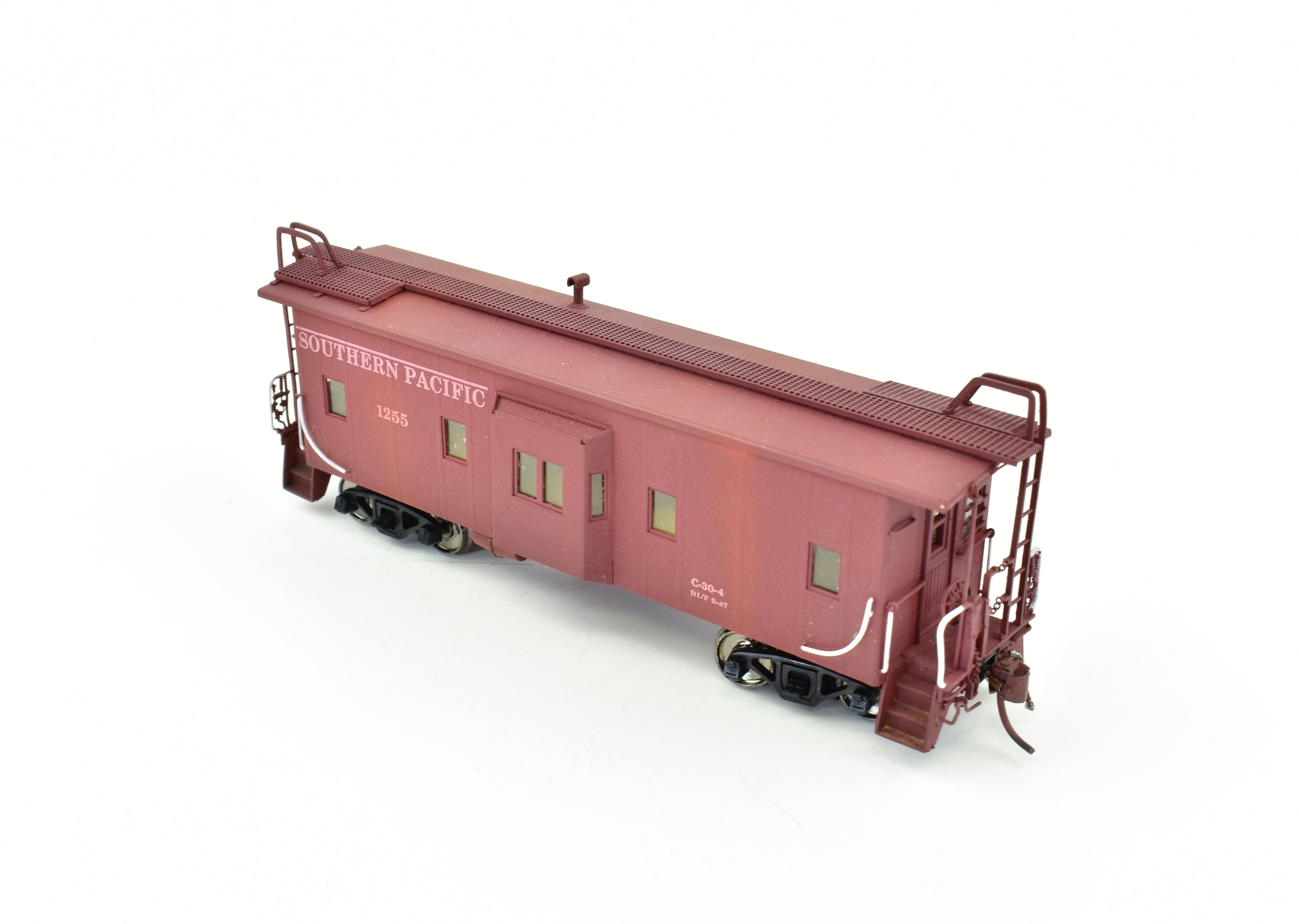 HO Scale Brass Precision Scale Co. Model of Southern Pacific C-30-4 Bay Window Caboose with Custom Painting and Weathering, Imported from Korea in 1990