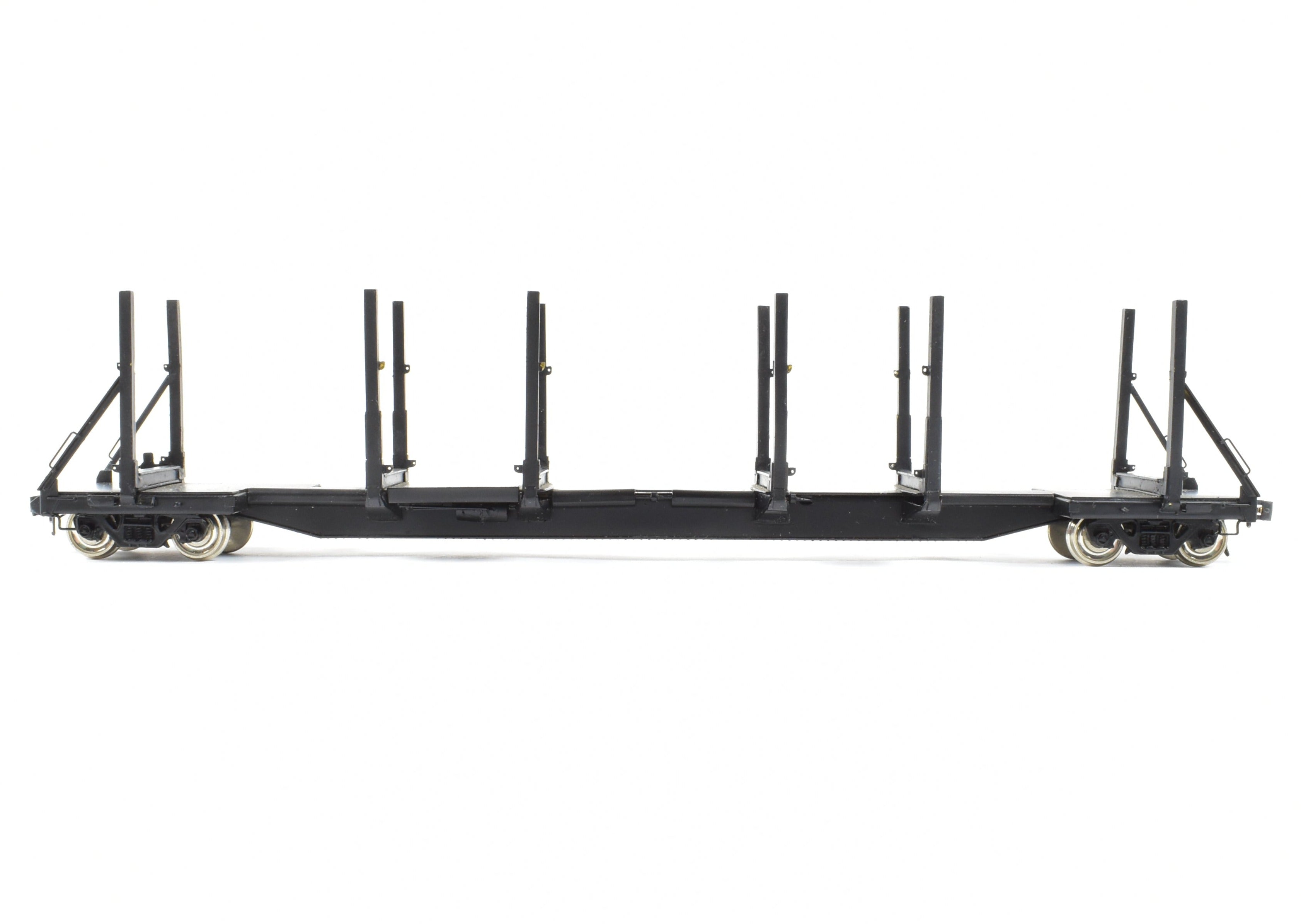 HO Scale Brass Precision Scale Co. 100-Ton Log Car FP in Black - A Variety of Road Models