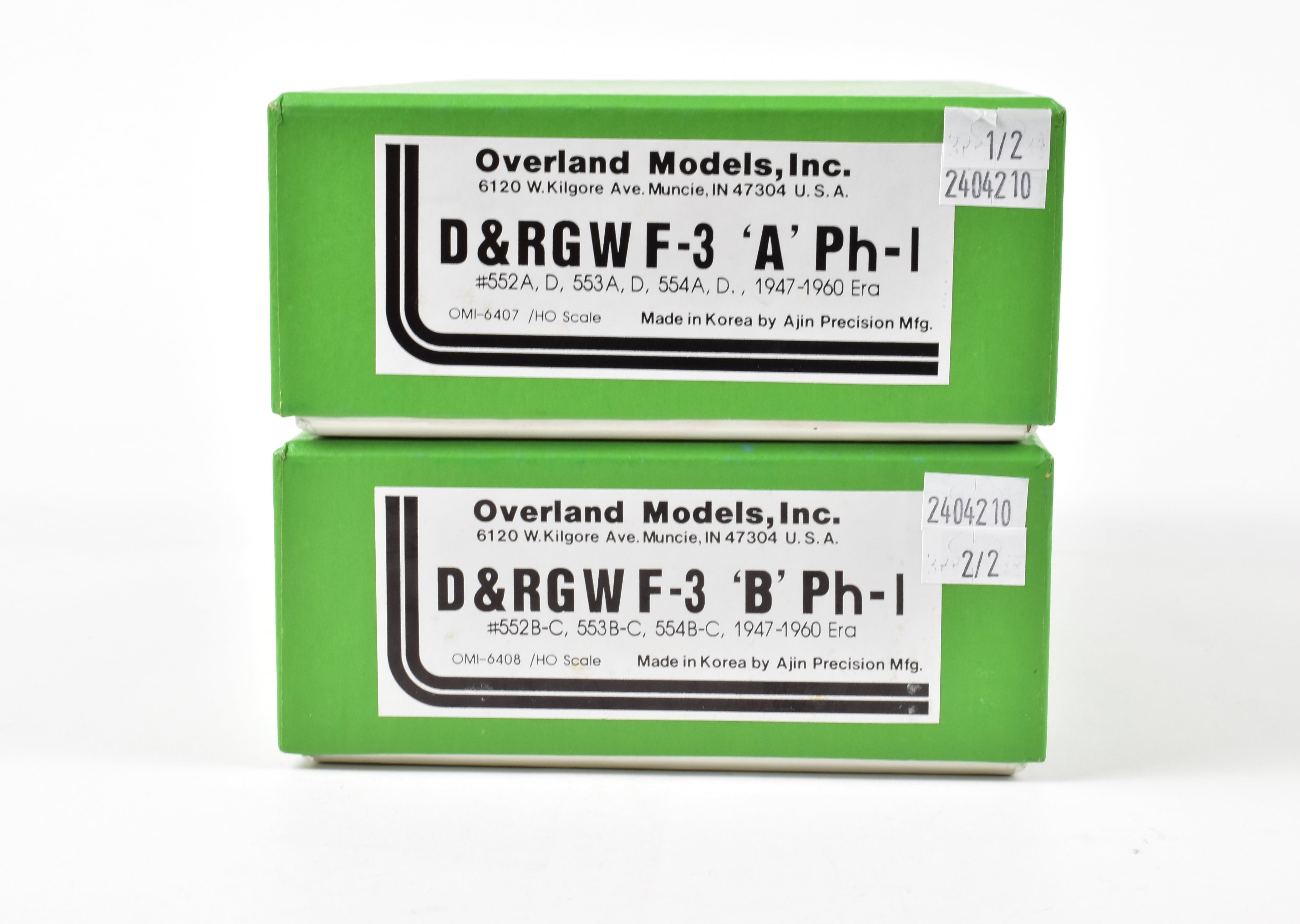 HO Brass OMI D&RGW EMD F-3 A/B Set Phase-1 1947 - 1960 Era Models