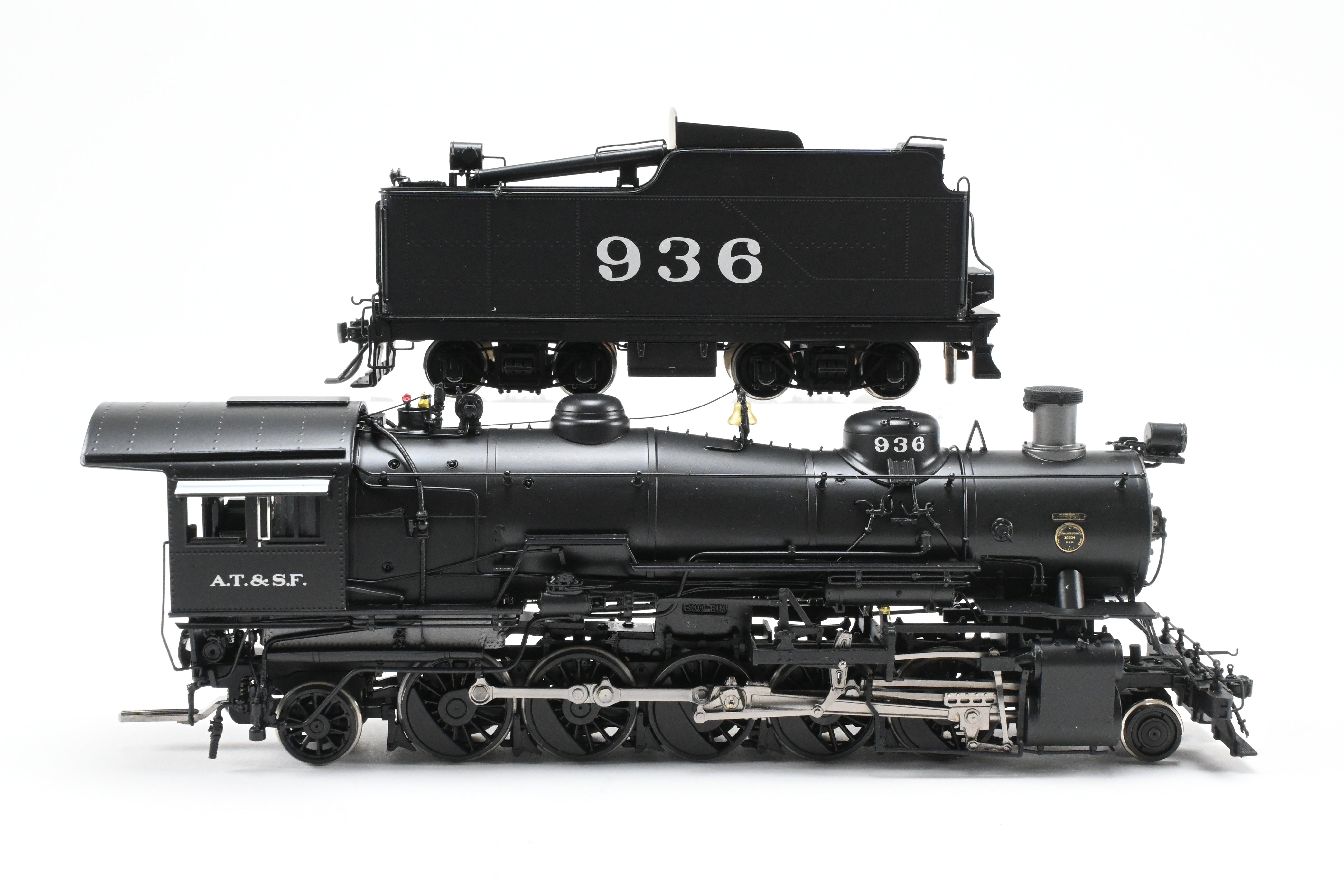 HO Scale Brass Division Point ATSF - Santa Fe 2-10-2 Freight Passenger Locomotive #936 with 8500 Gallon Coal Tender Model