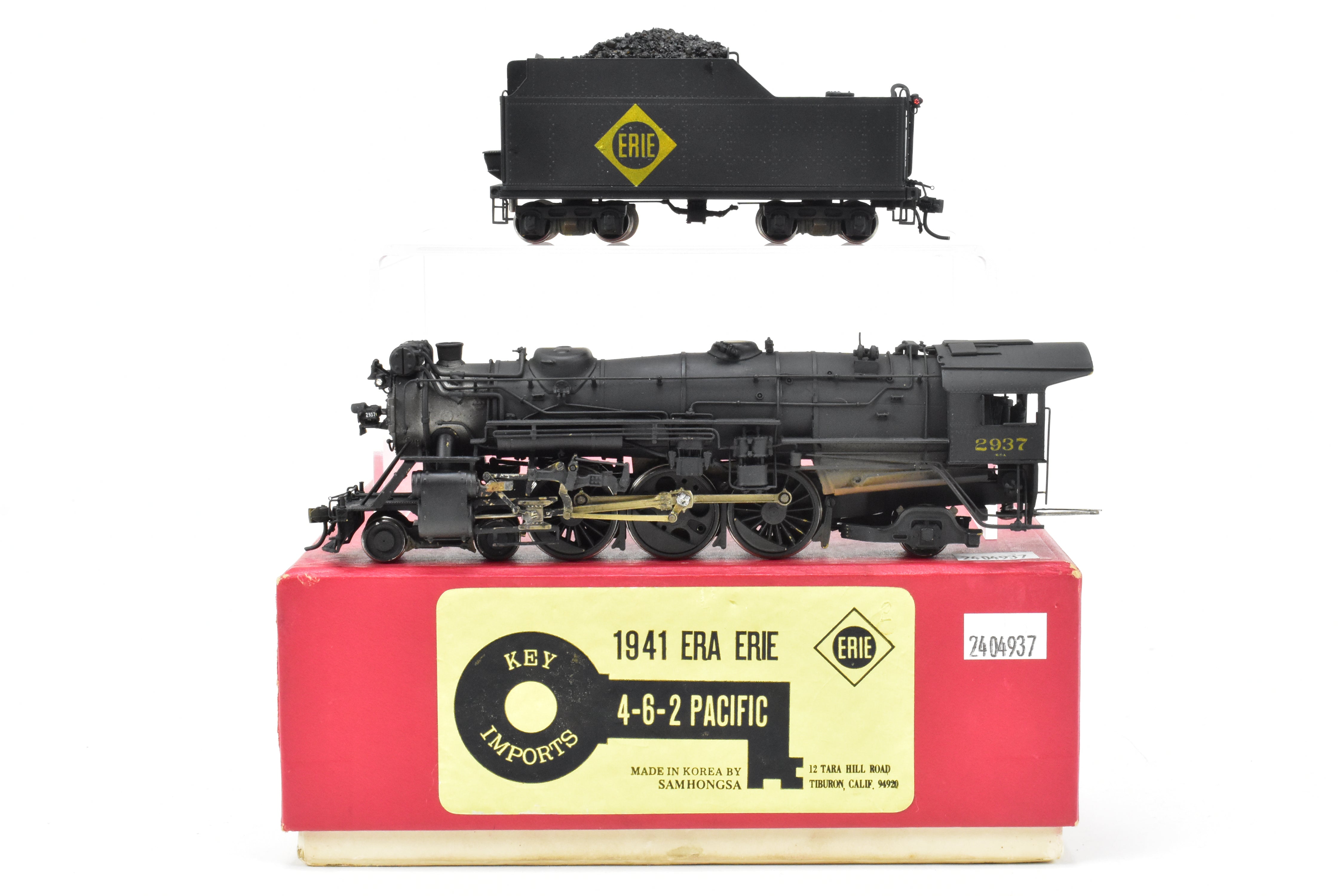1941 Era HO Brass Key Imports Erie Railroad K - 5a 4 - 6 - 2 Pacific C/P #2937 Model