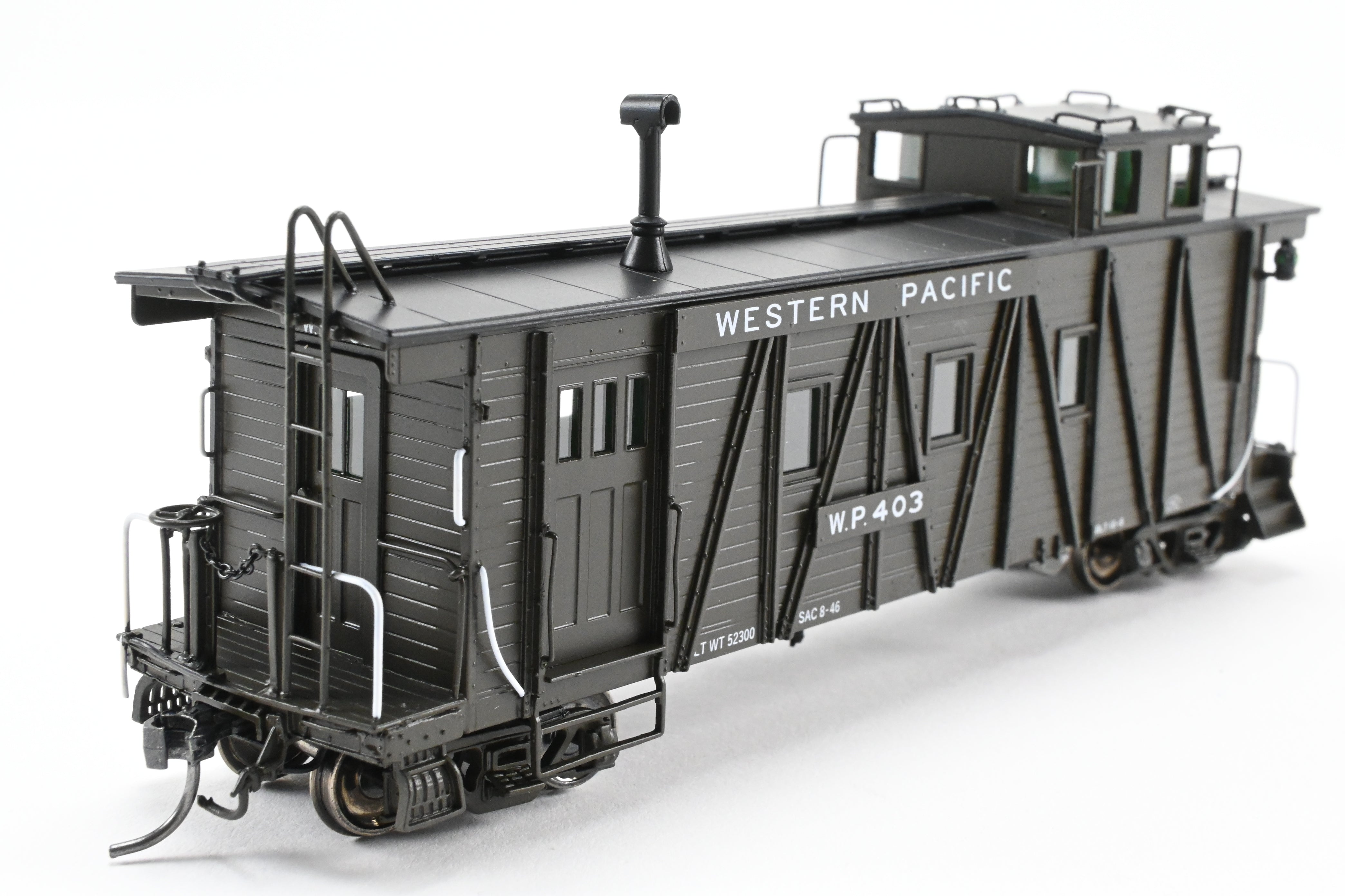 HO NEW Brass North Bank Line WP Western Pacific #403 Pullman Green Caboose with Side Door