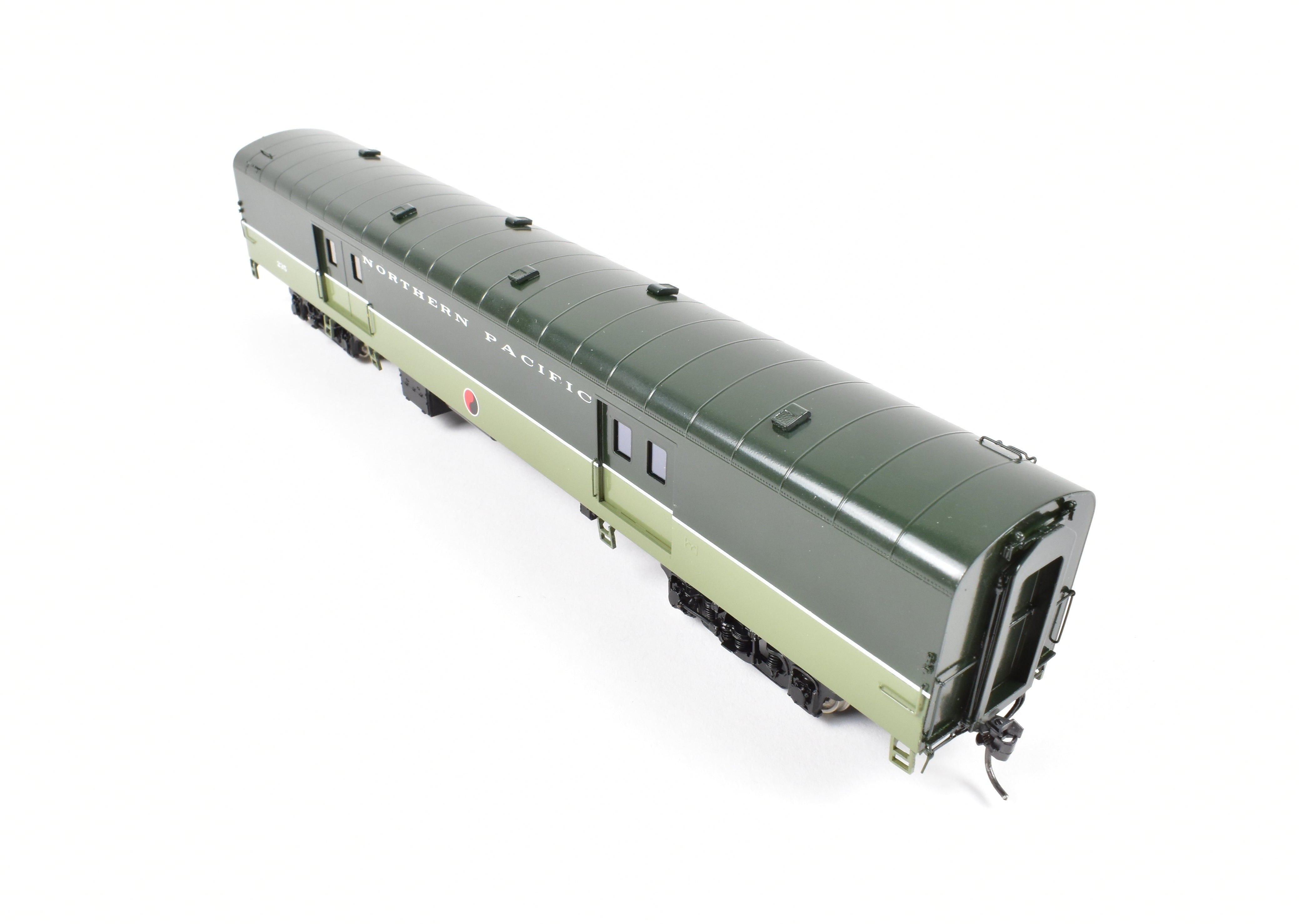 HO Scale Brass Model Railroad Baggage Car by A. W. Enterprises - Northern Pacific #203 - 239 Professionally Painted in North Coast Limited Lowey Scheme
