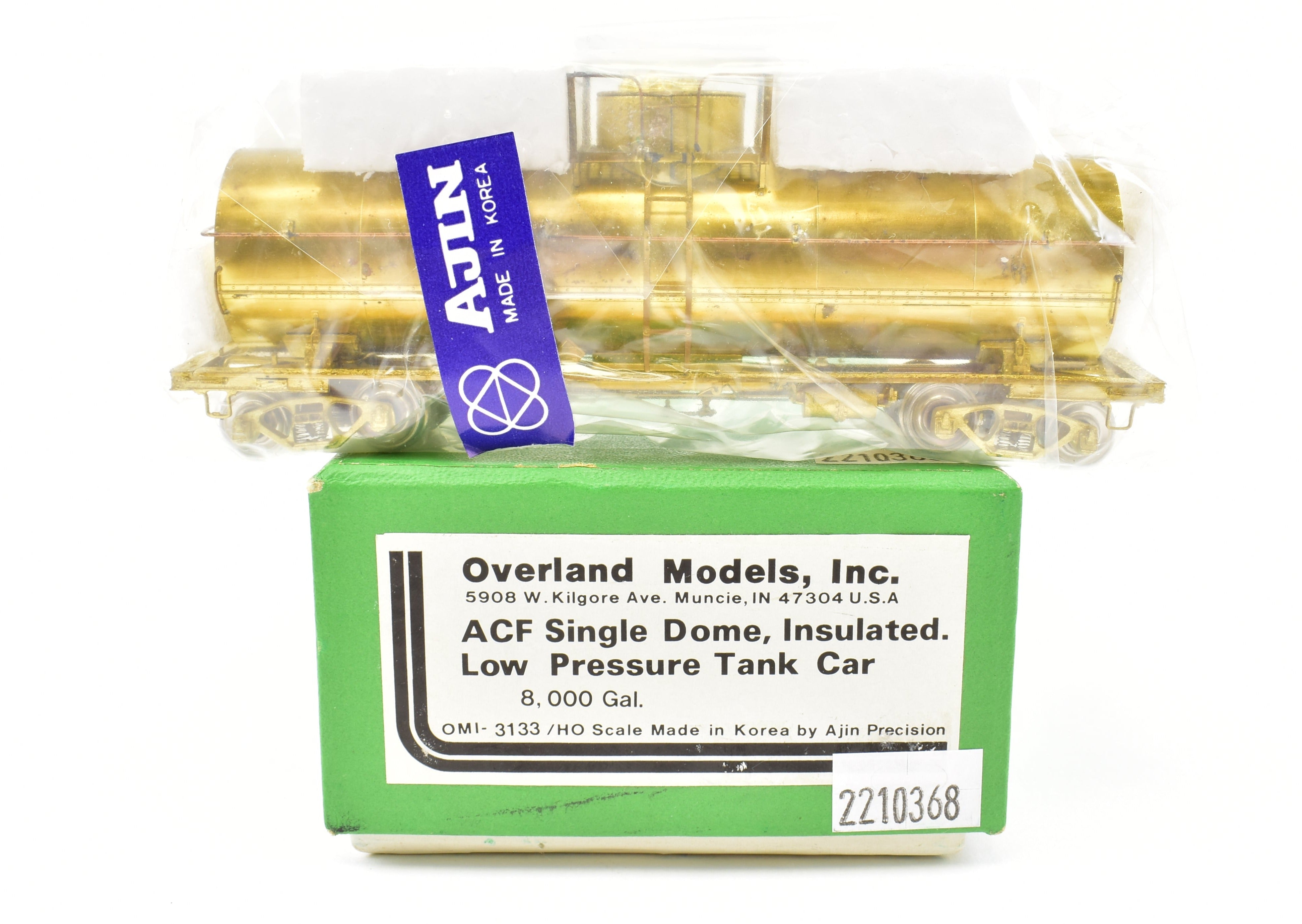HO Scale Brass ACF Single Dome 8,000 Gallon Insulated Low Pressure Tank Car by Overland Models, Inc. (OMI) for Various Roads
