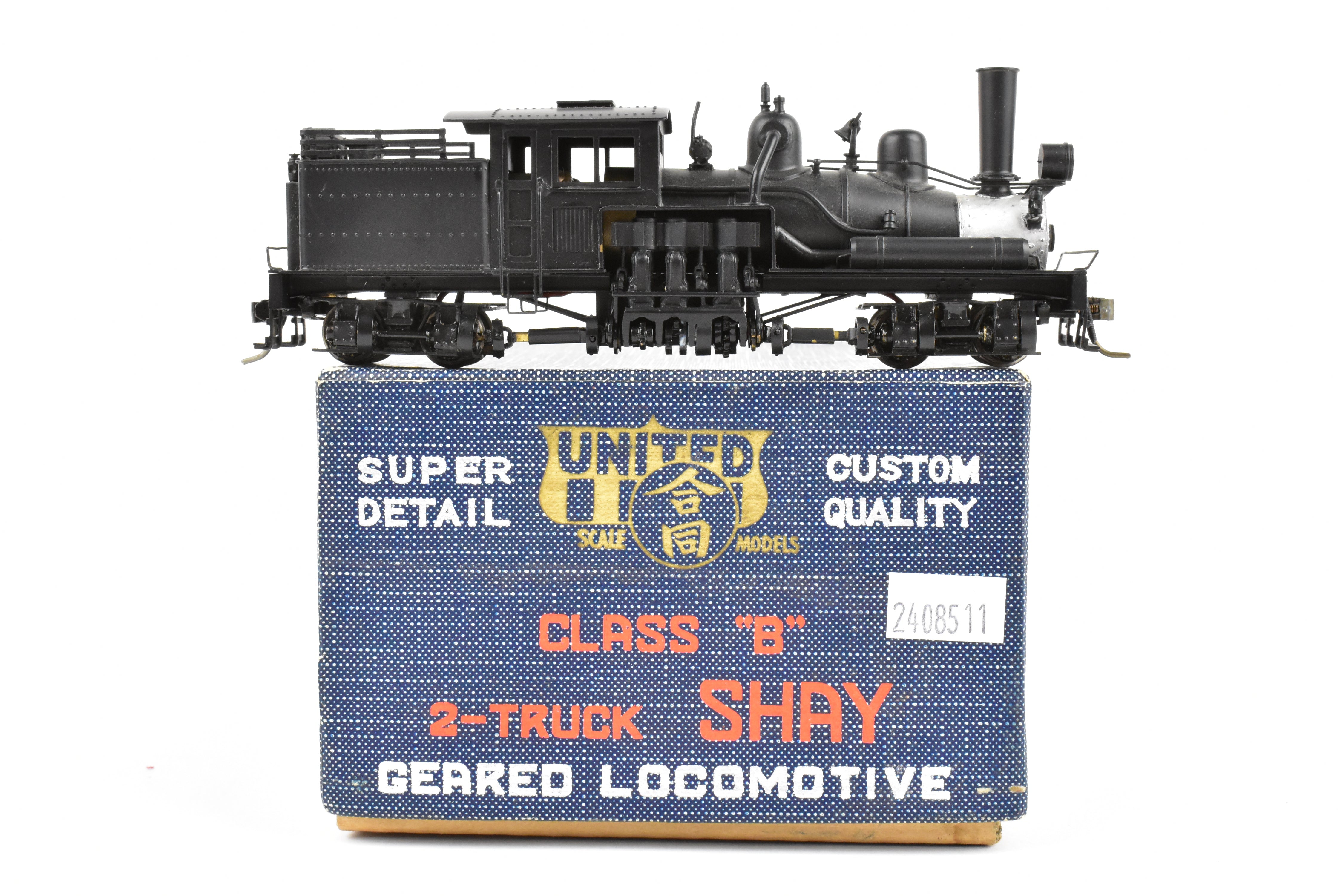 High - Quality HO Scale Brass PFM - United 2 - Truck Class B Shay Geared Locomotive for Model Railroads, CP Version Without Lettering