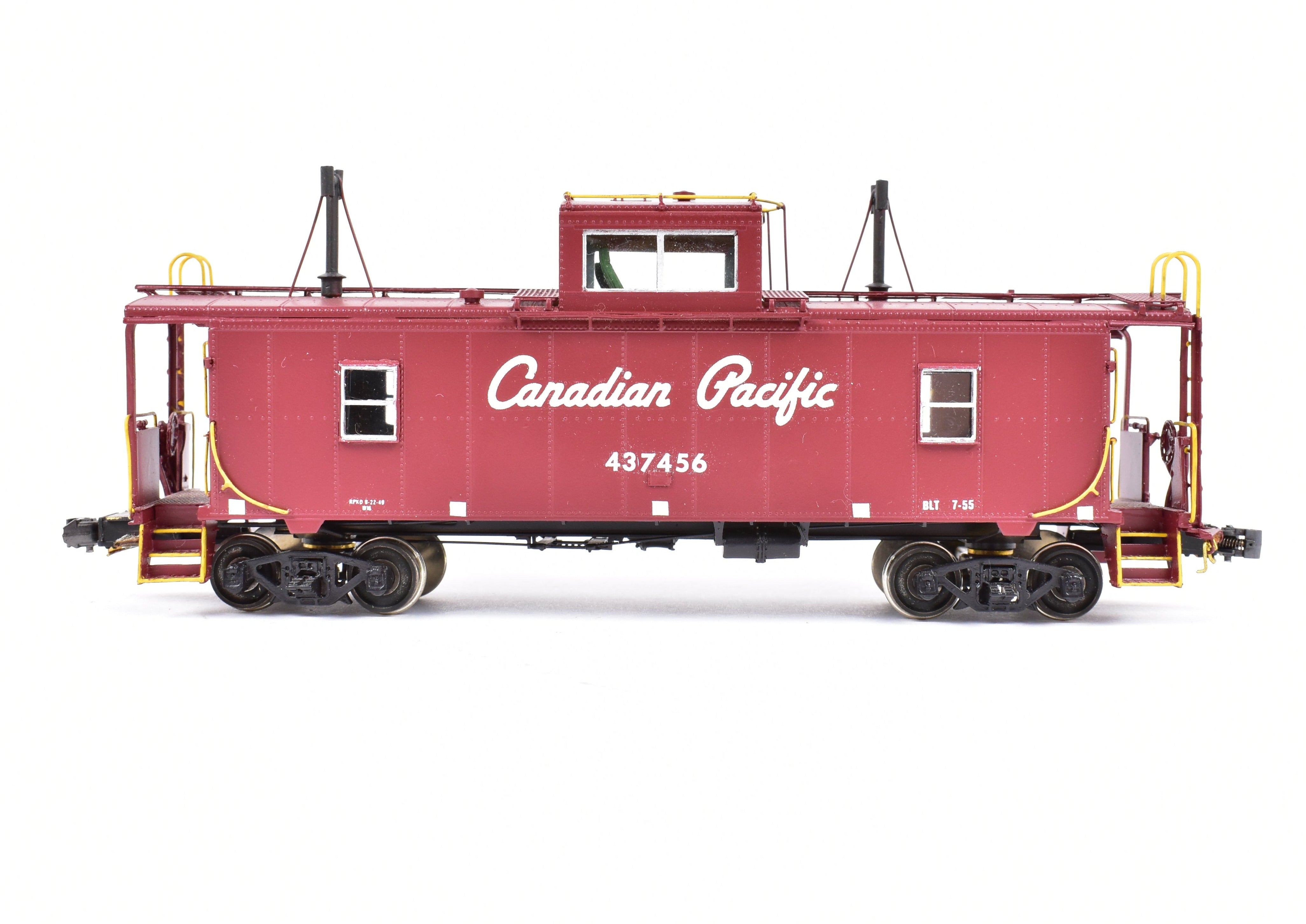 HO Scale Brass OMI - Overland Models, Inc. Canadian Pacific Railway Steel Caboose with Centered Straight Cupola Professionally Painted #437456