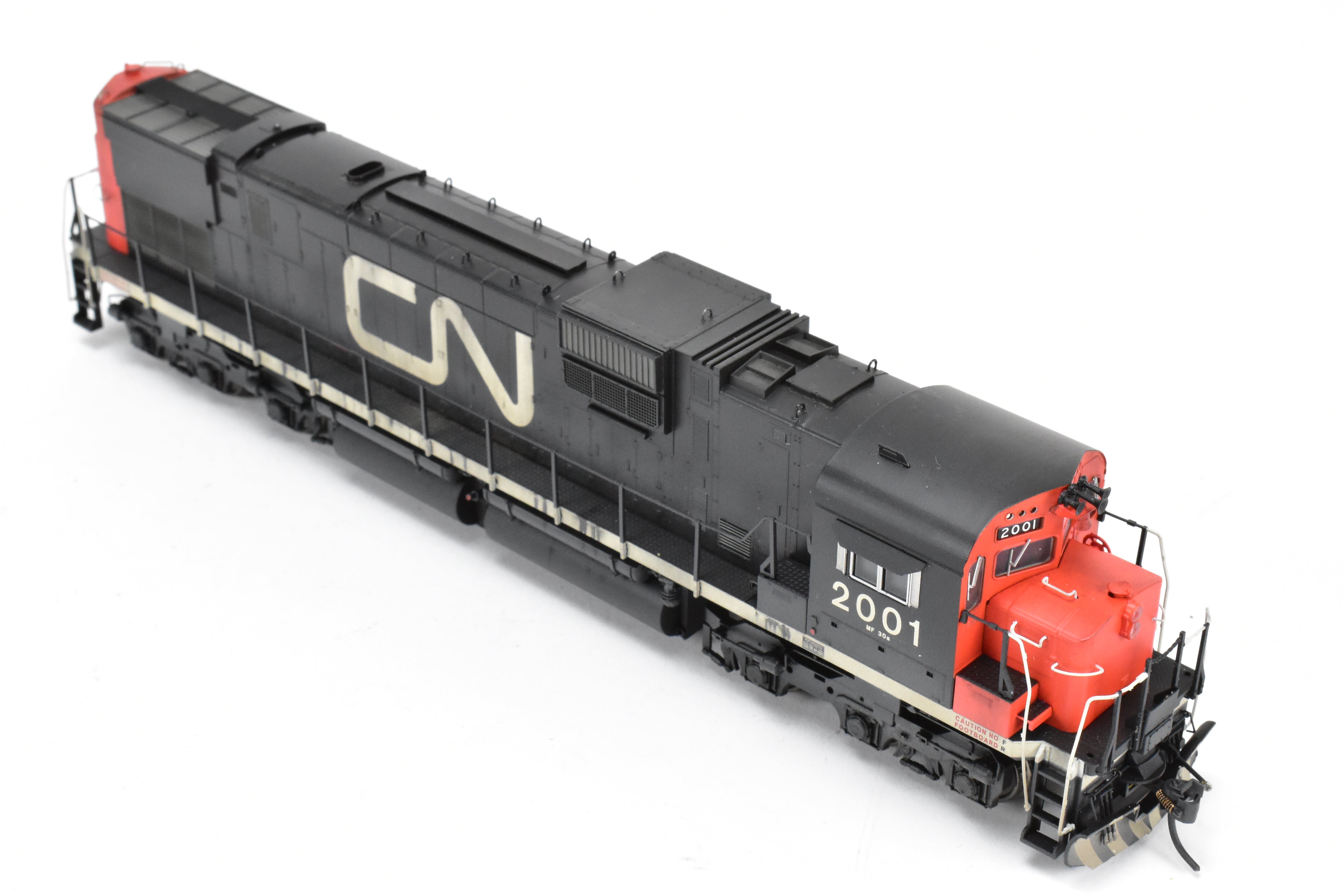 HO Scale Con Bowser Executive Line Canadian National Railway Alco C630M Model Train with ESU DCC and Sound Function, Featuring Road Number 2001 and Professional Weathering