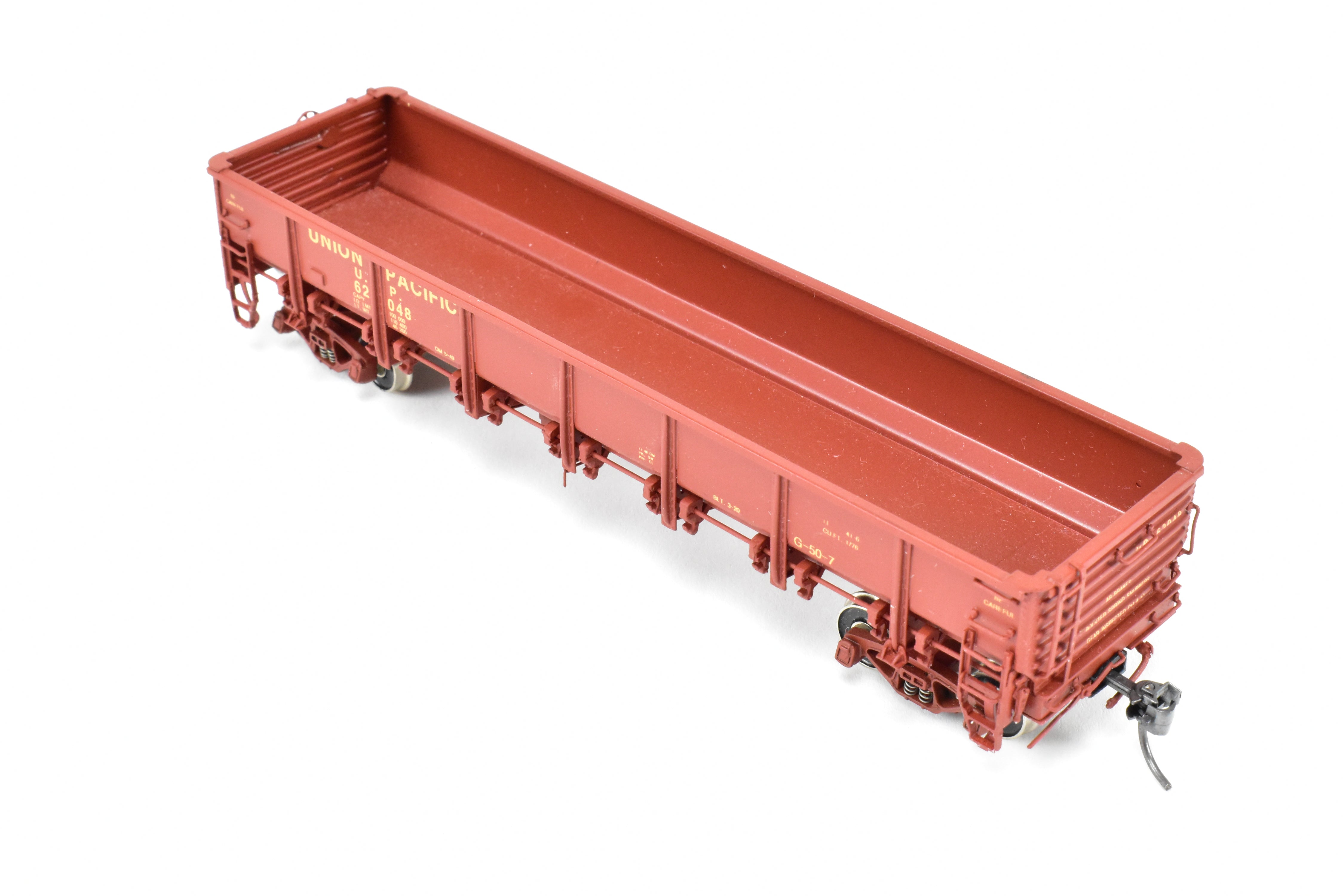 HO Scale Brass Gondola Model - Challenger Imports Union Pacific Class G50 - 7 Drop Bottom Gondola Version 1 with Single Side Sheets, Factory - Painted and Numbered FP #62048