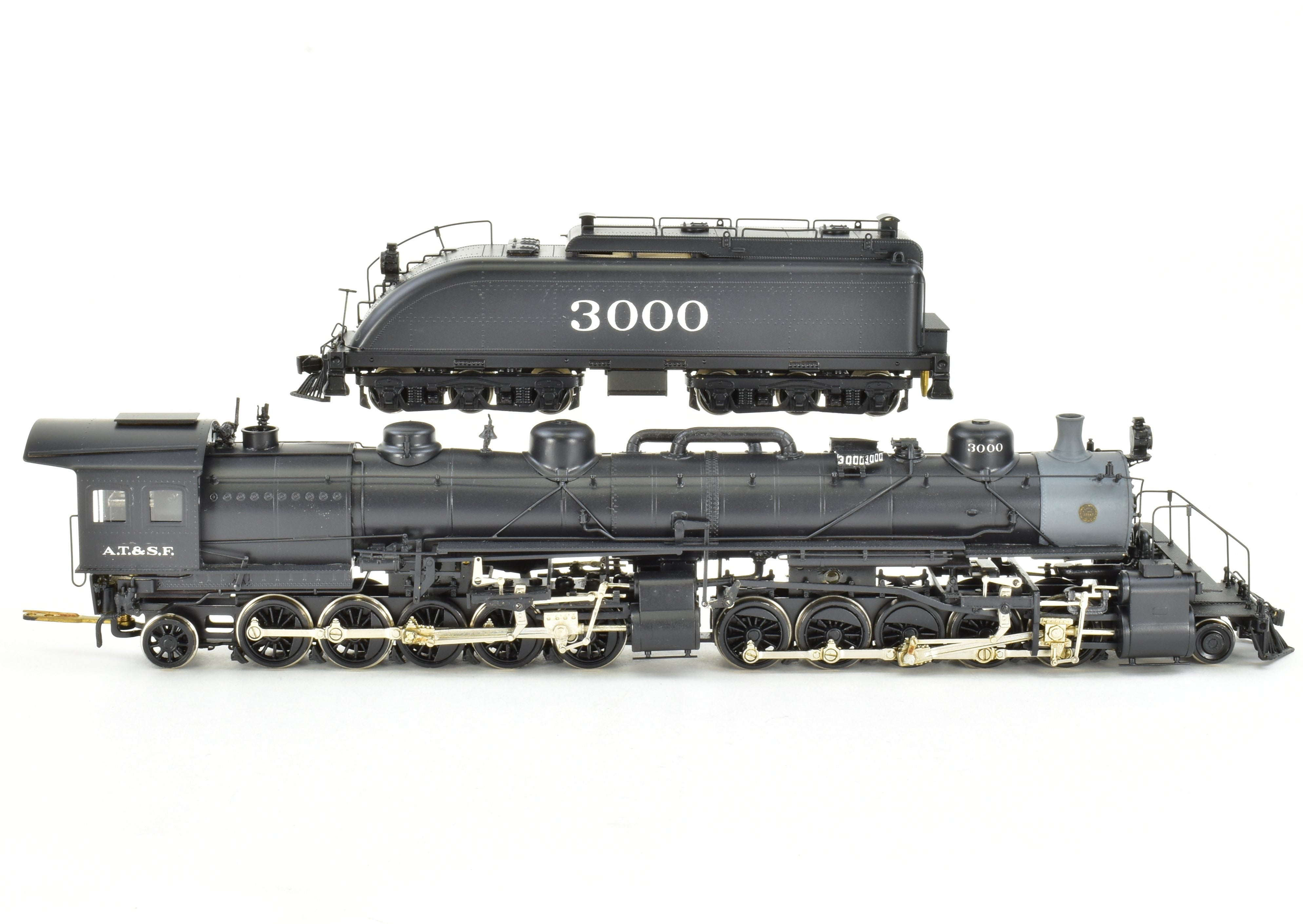 HO Scale Brass Model Train from Westside Model Co. - ATSF Santa Fe 2-10-10-2 Professionally Painted with Run Number 3000