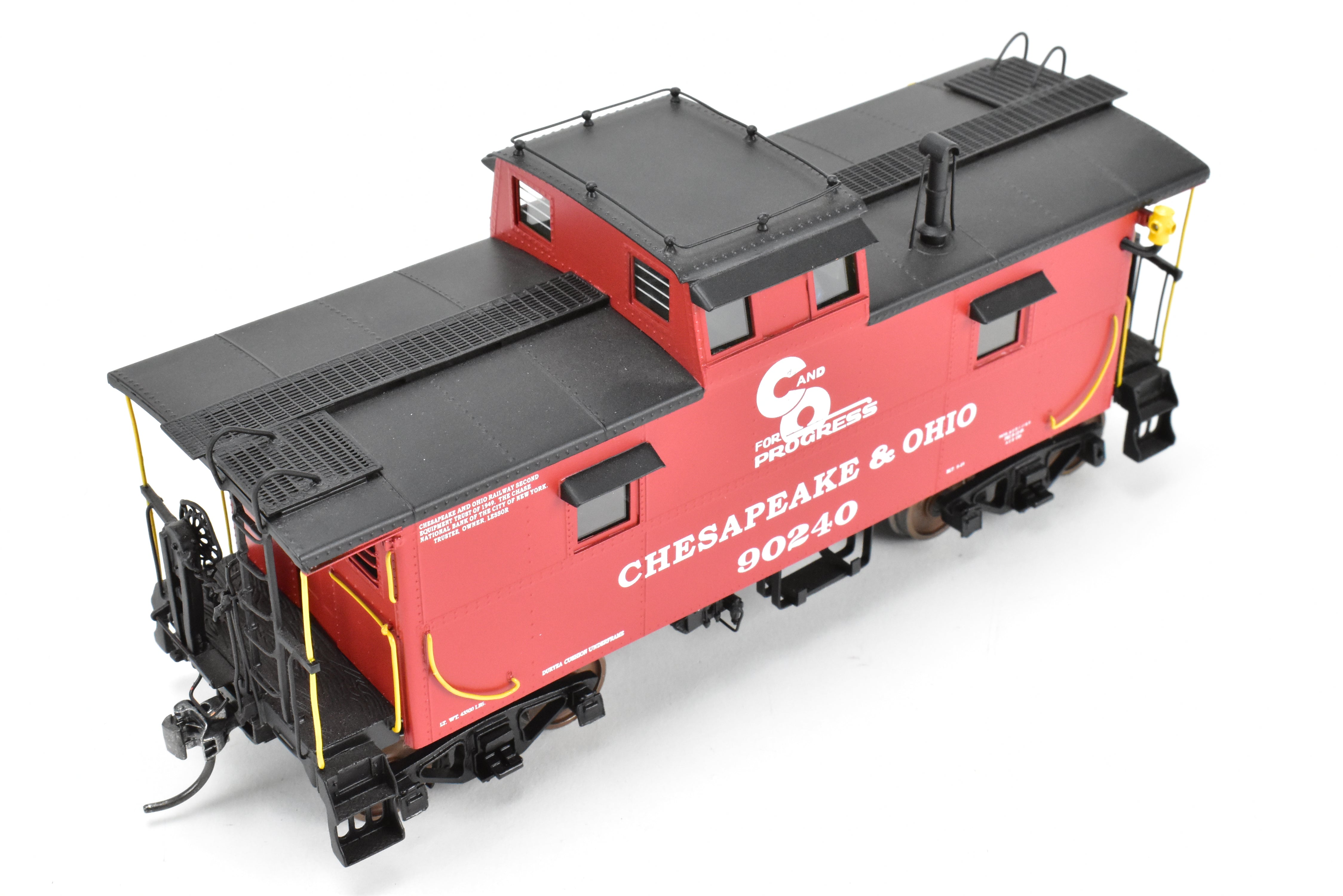 1:48th O Scale Brass Sunset 2-Rail C&O Chesapeake & Ohio Red/Black Steel Caboose #90240