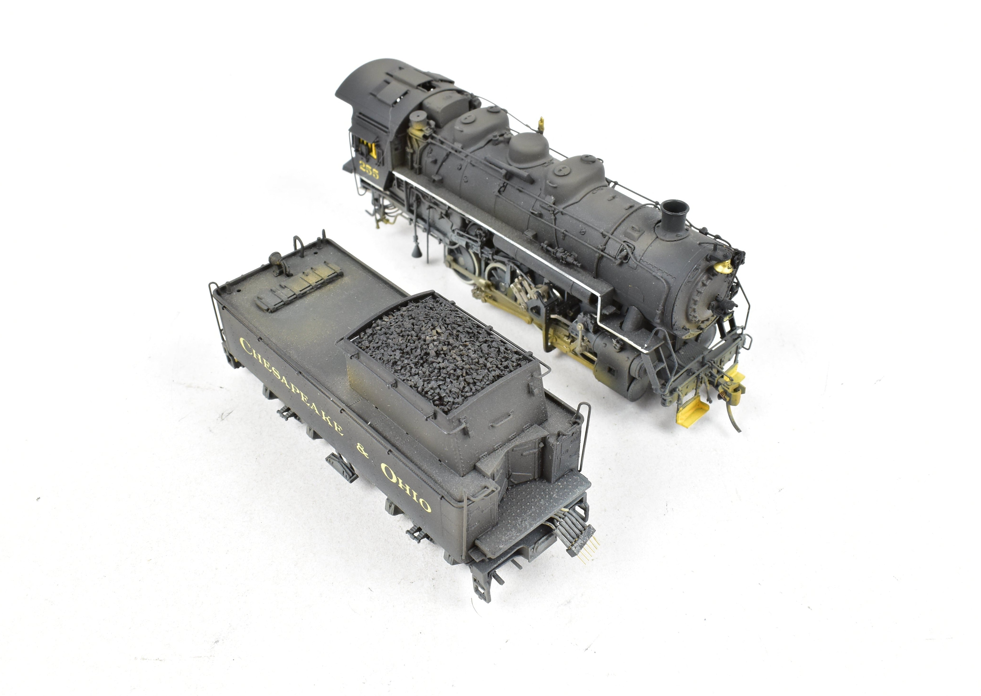 HO Scale Brass Precision Scale Co. Chesapeake & Ohio Class C - 16 0 - 8 - 0 FP Model Locomotive with Weathered No. 255, Equipped with DCC & Sound Function