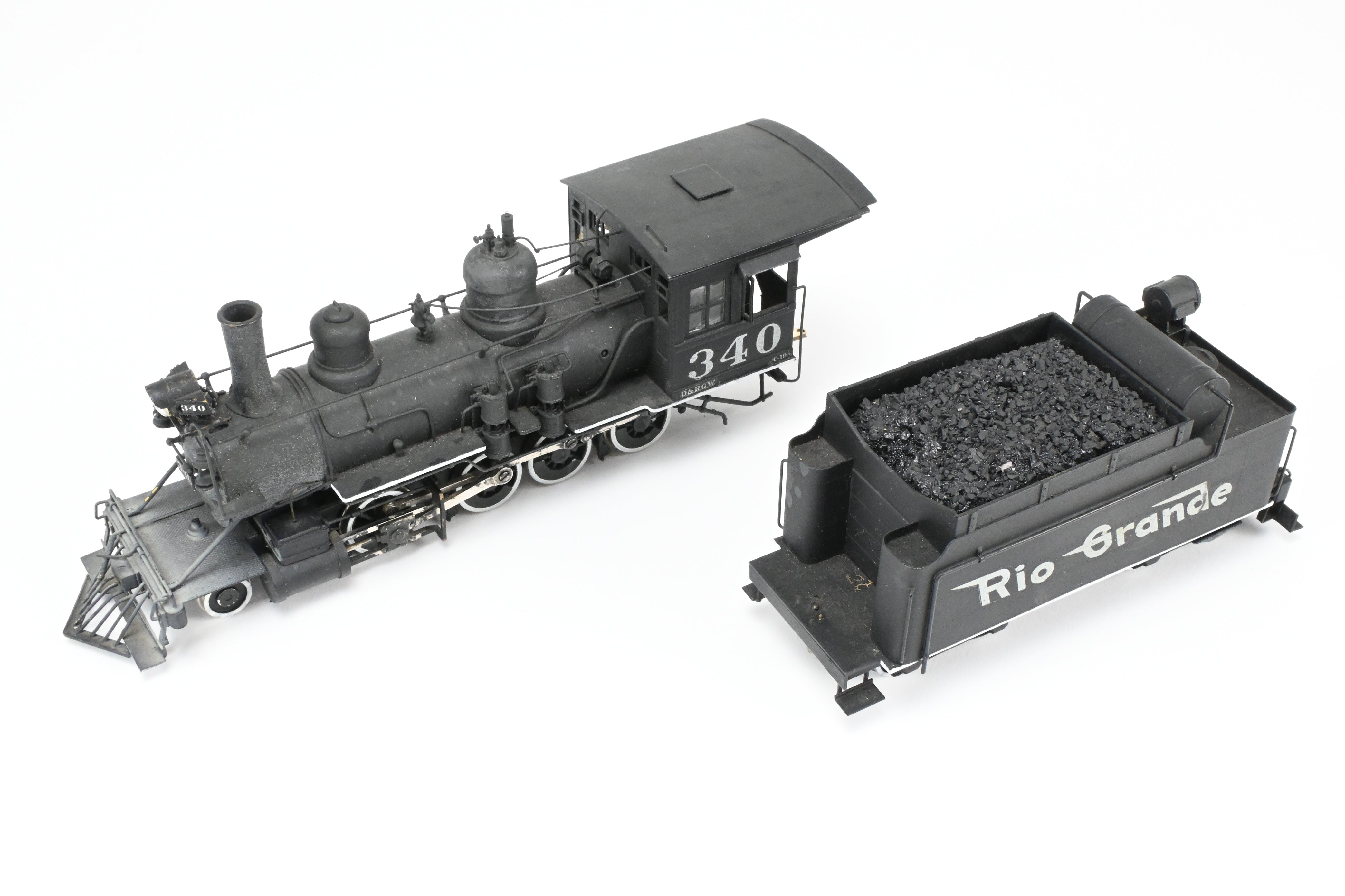 On3 Scale Brass Balboa Model Train - Denver & Rio Grande Western C-19 2-8-0 Class, Weathered CP #340 Replica