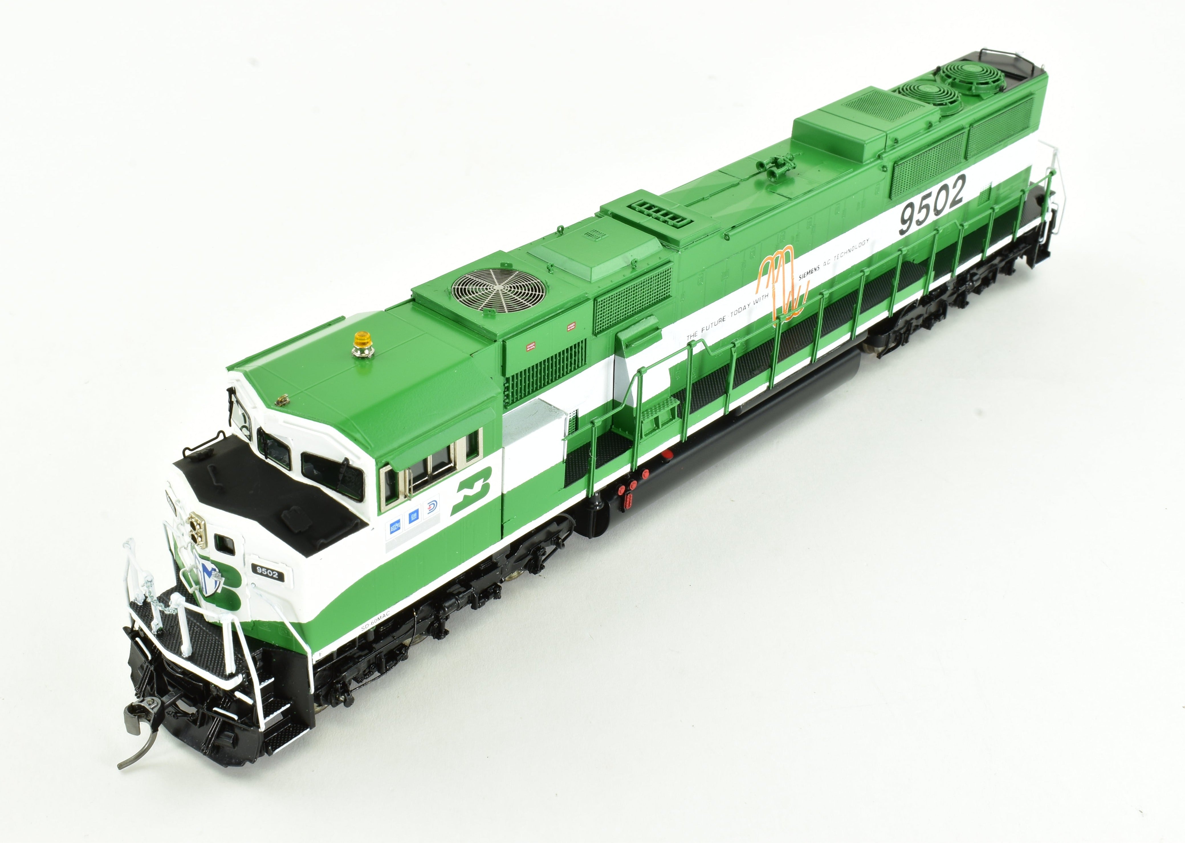 HO Scale Brass BN SD60MAC FP No. 9502 by Overland Models with HTCR Trucks