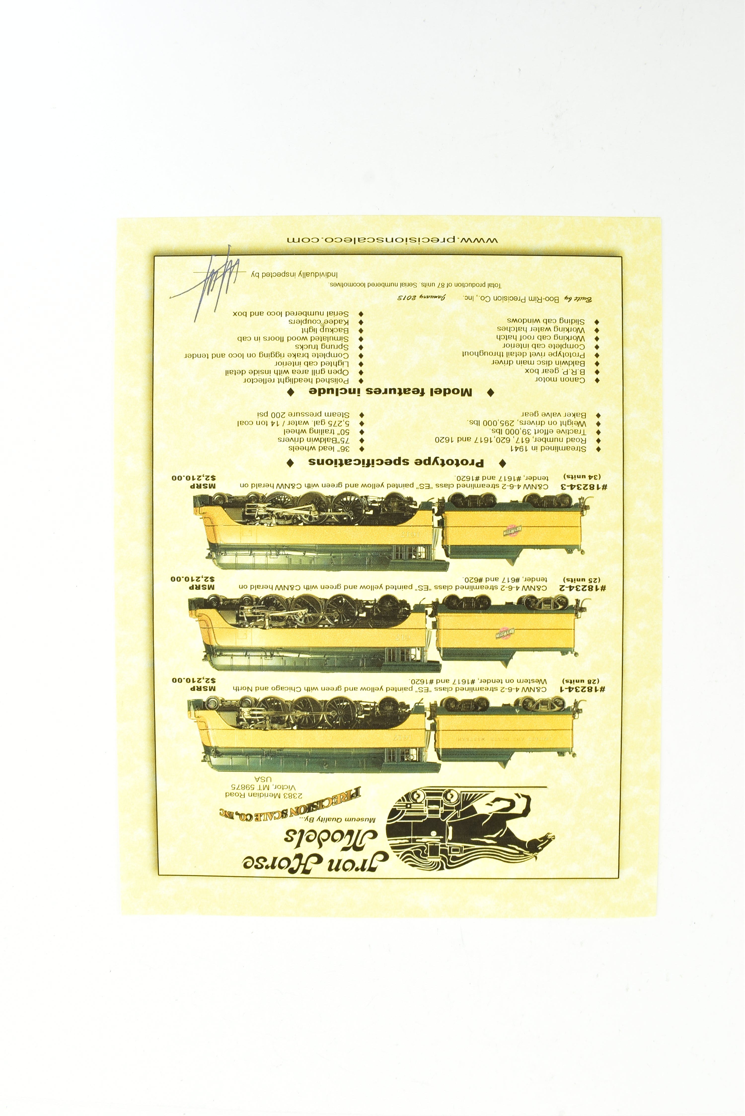 HO Scale Precision Brass C&NW Chicago & North Western 4-6-2 Streamlined #1617 Yellow Jacket FP