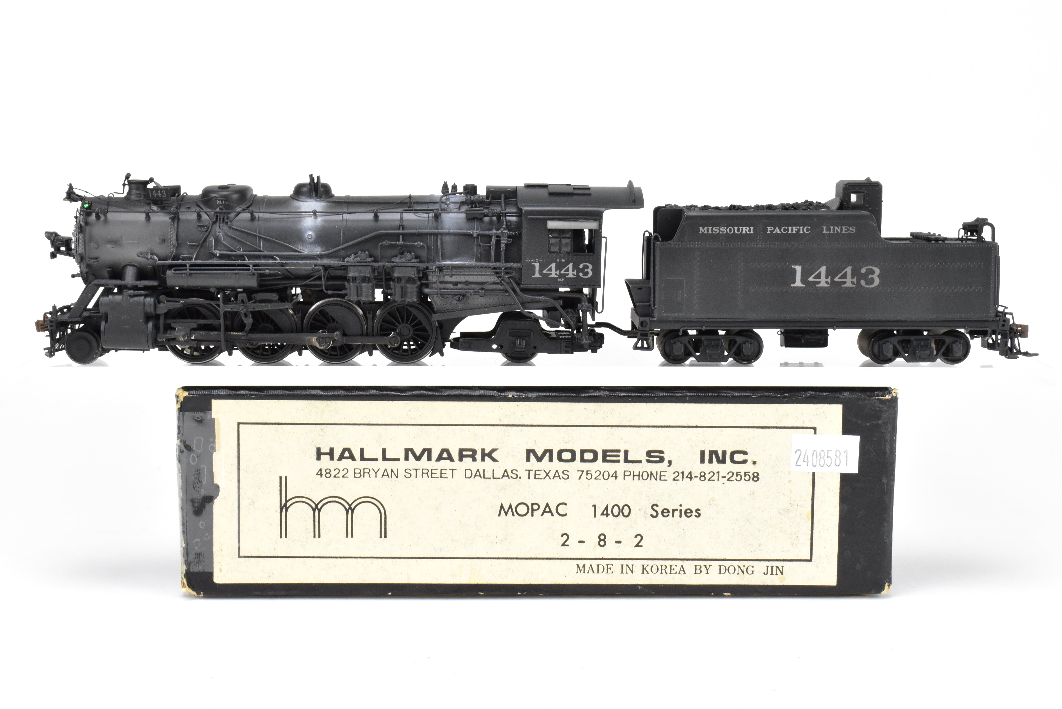 HO Brass Hallmark Models Missouri Pacific 1400 Series 2-8-2 Mikado #1443 with Light Weathering