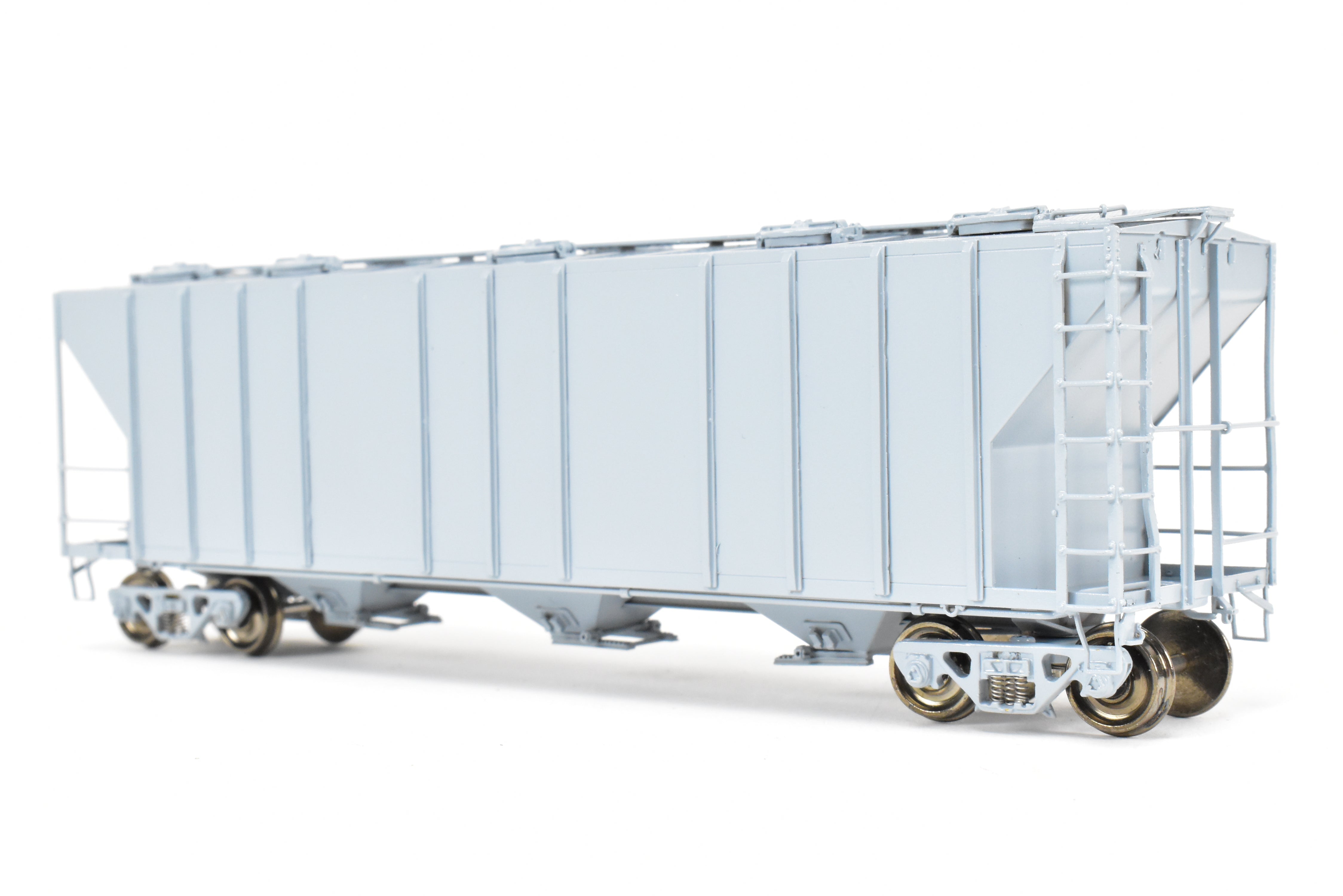 HO Brass OMI PS-2 Central Discharge Covered Hopper Car, Scalecoat #20 Gray Unlettered