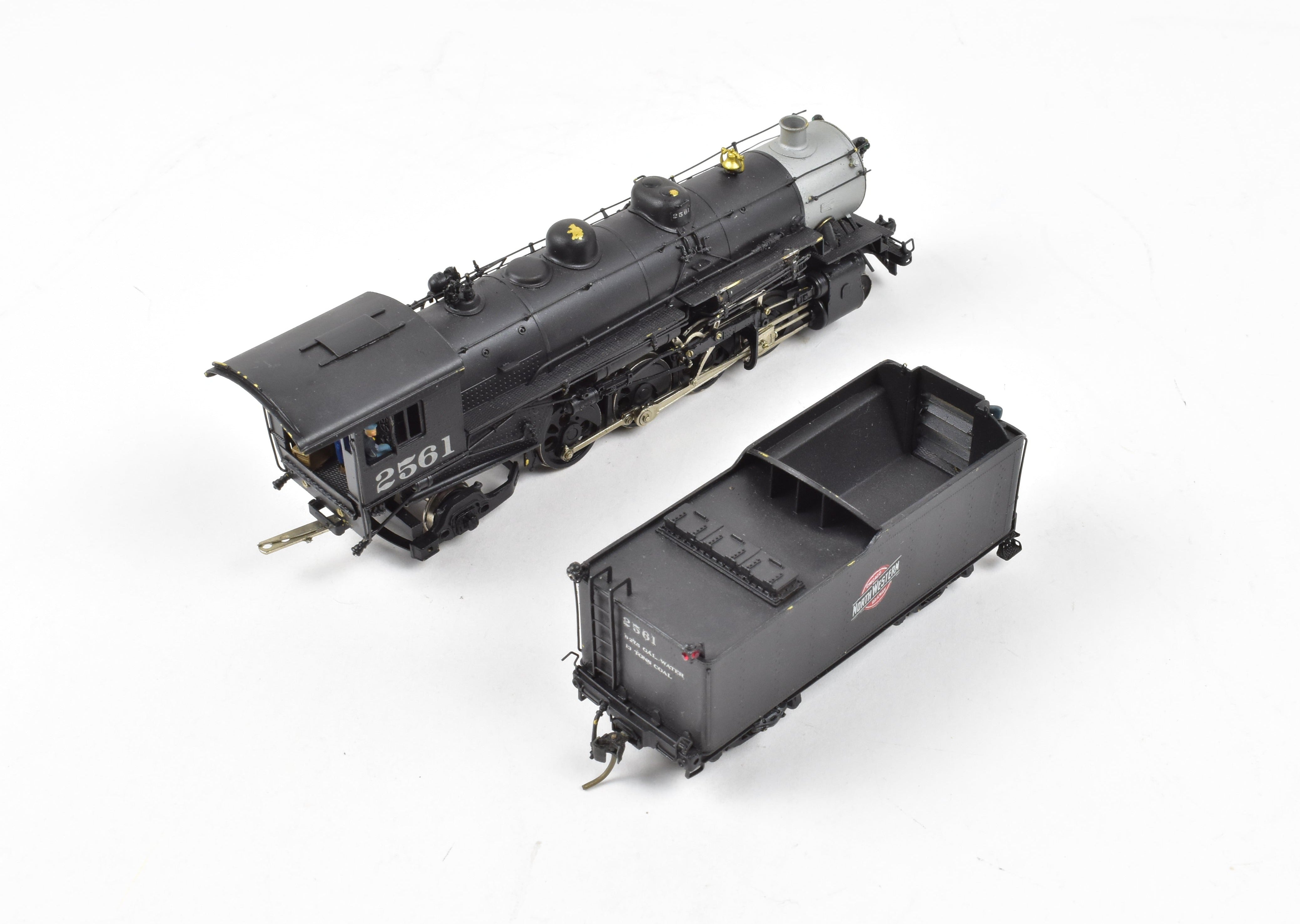 HO Scale Brass Model Train - Overland Models Chicago & North Western J - A 2 - 8 - 2 Mikado Locomotive in AS - IS Condition