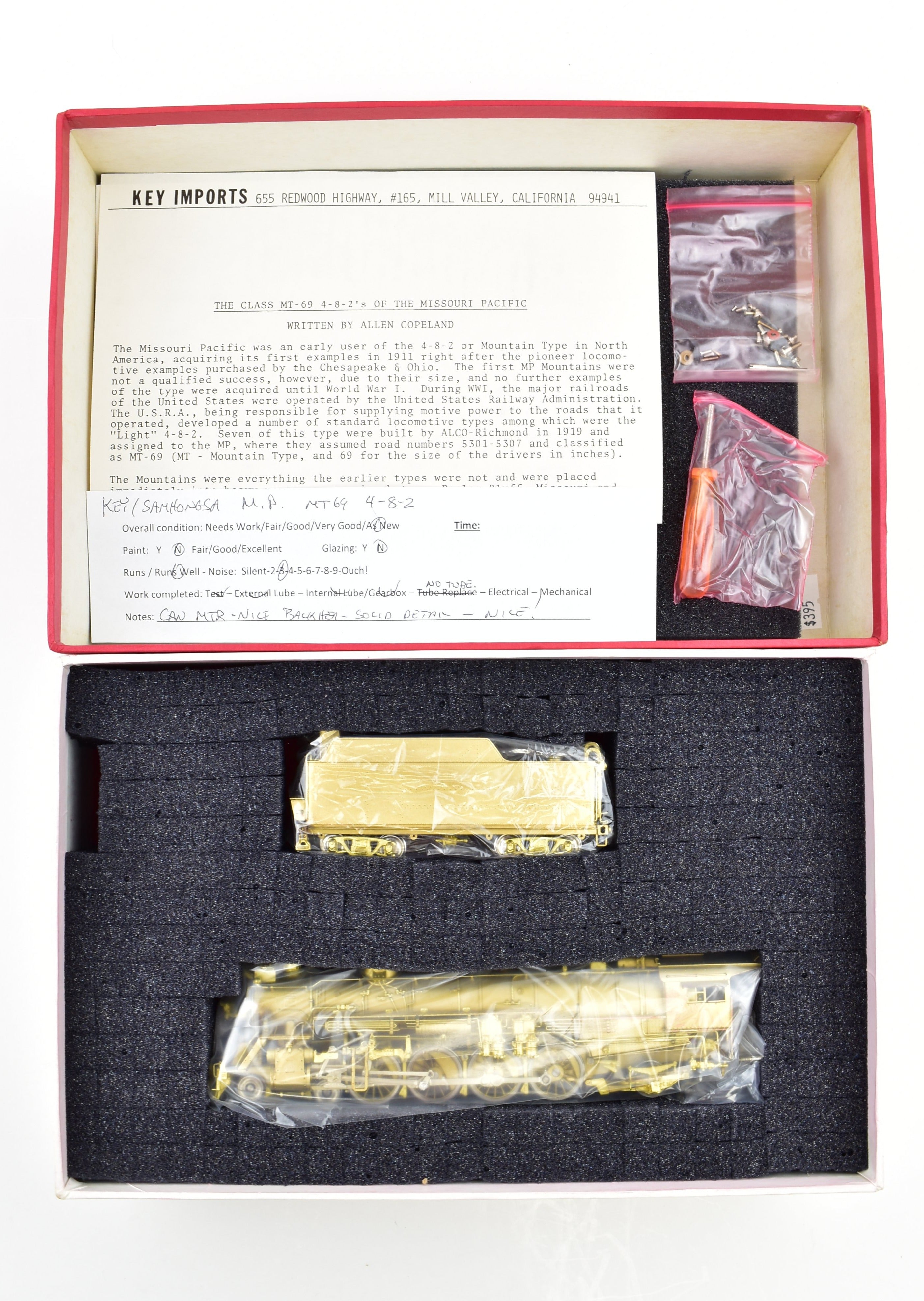 HO Scale Brass Key Imports Model Train - Missouri Pacific MT - 69 4 - 8 - 2 Mountain Steam Locomotive #5300