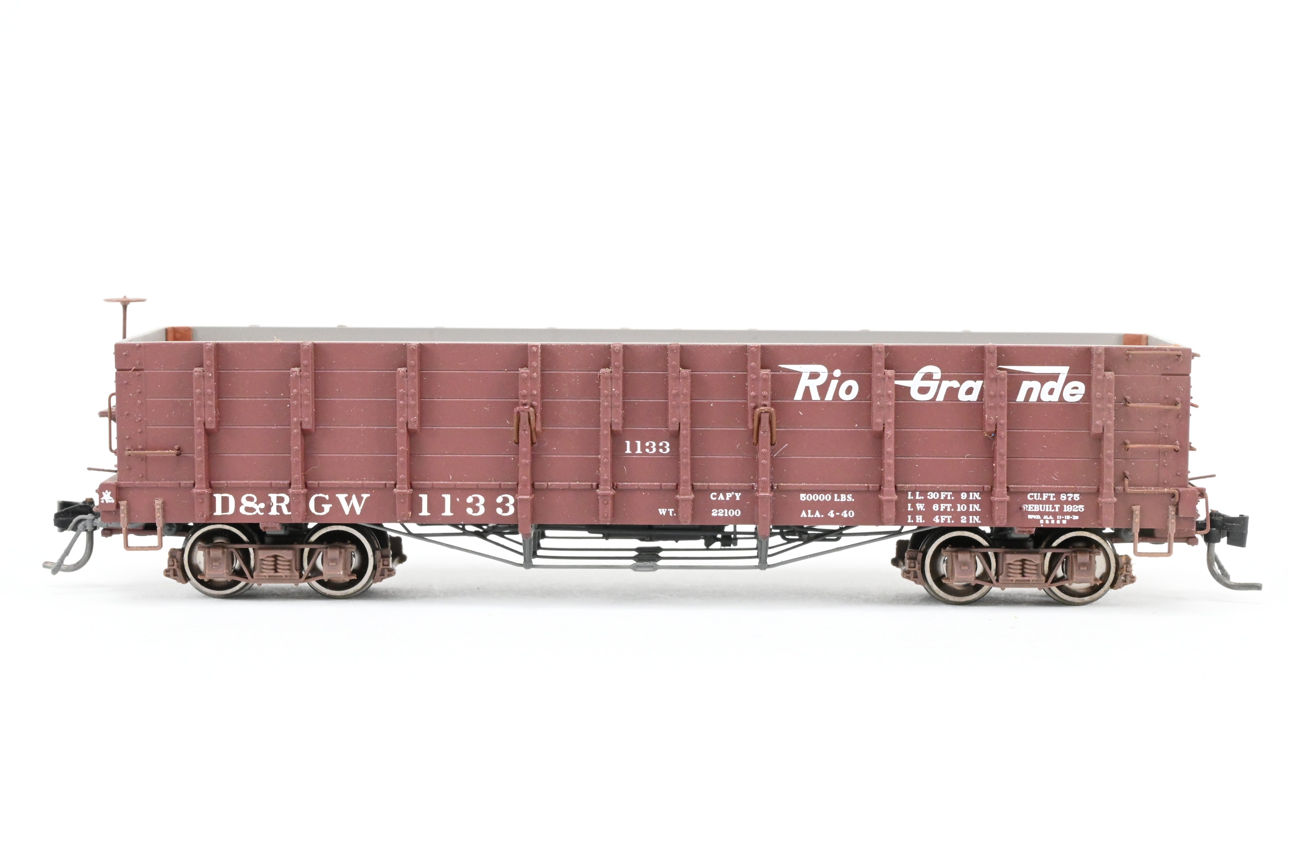 HOn3 Blackstone Models D&RGW Brown High Side Gondola No. 1133 with Flying Grande Herald