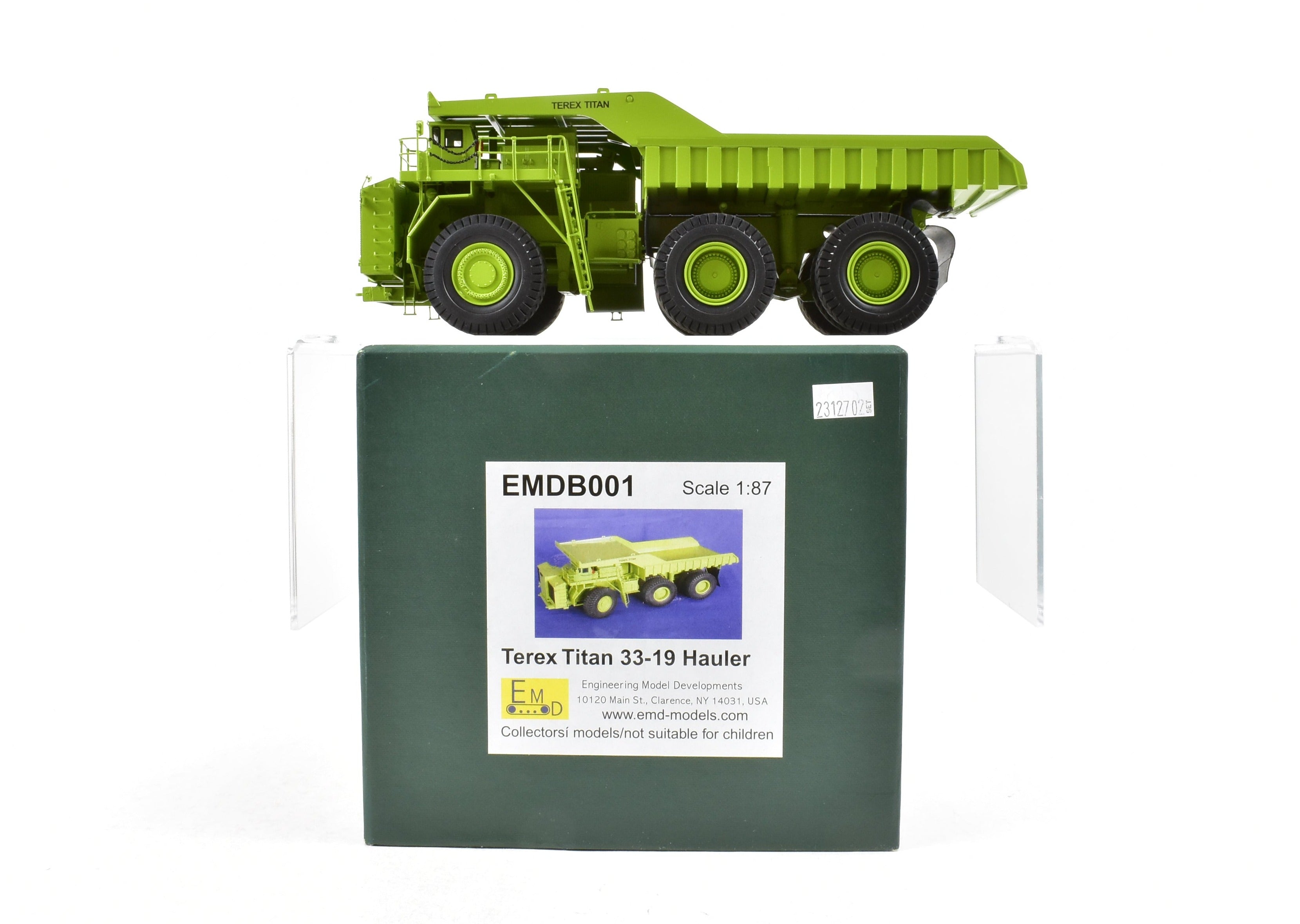 High - Quality HO Scale Brass Construction EMD Models Terex Titan 33 - 19 Hauler in Factory - Painted FP Green, A Rare and Sought - After Collectible Model