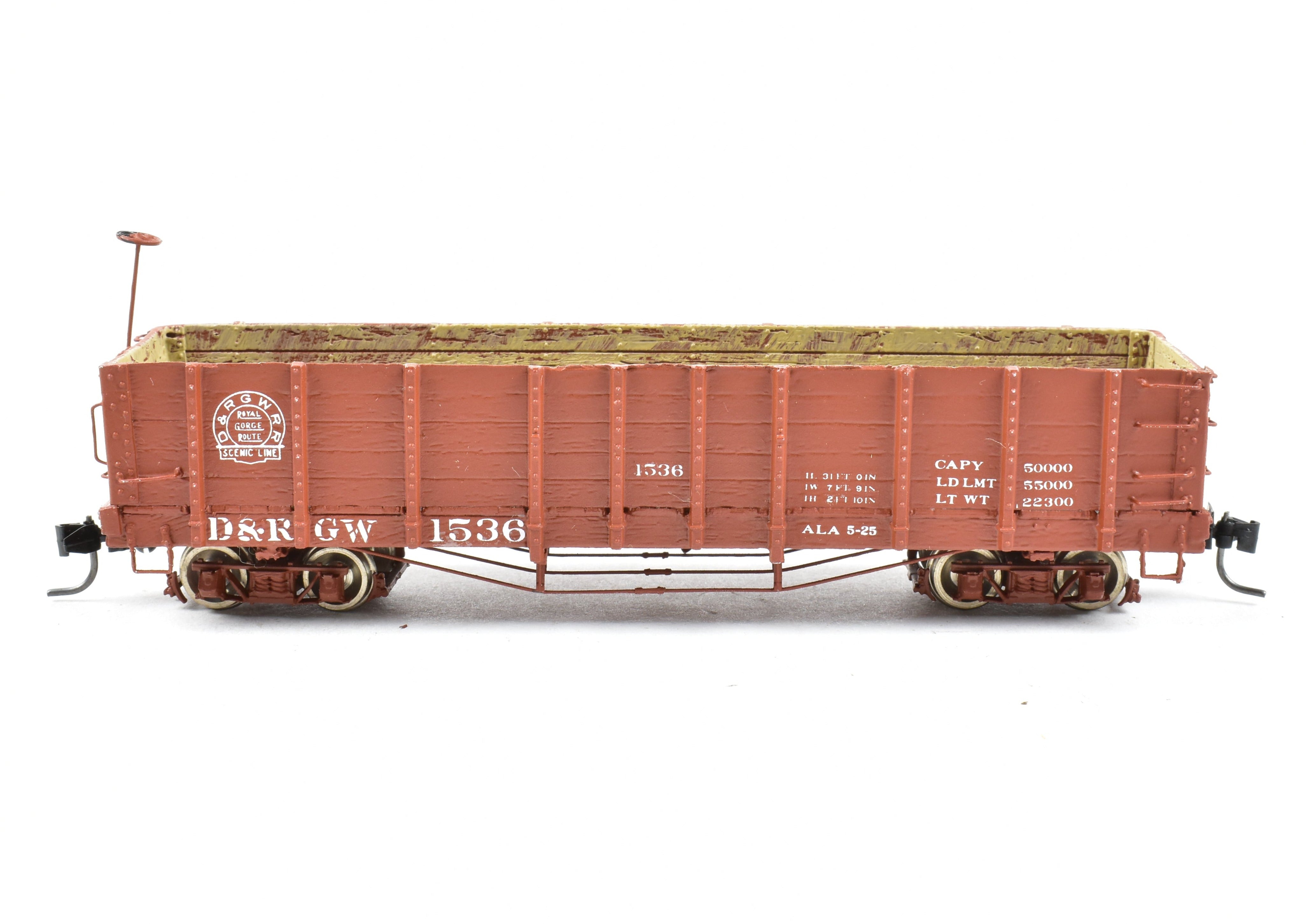 1930s HOn3 Scale Pro - Built Denver & Rio Grande Western (D&RGW) Gondola Model by Leadville Supply Company, Herald #1536