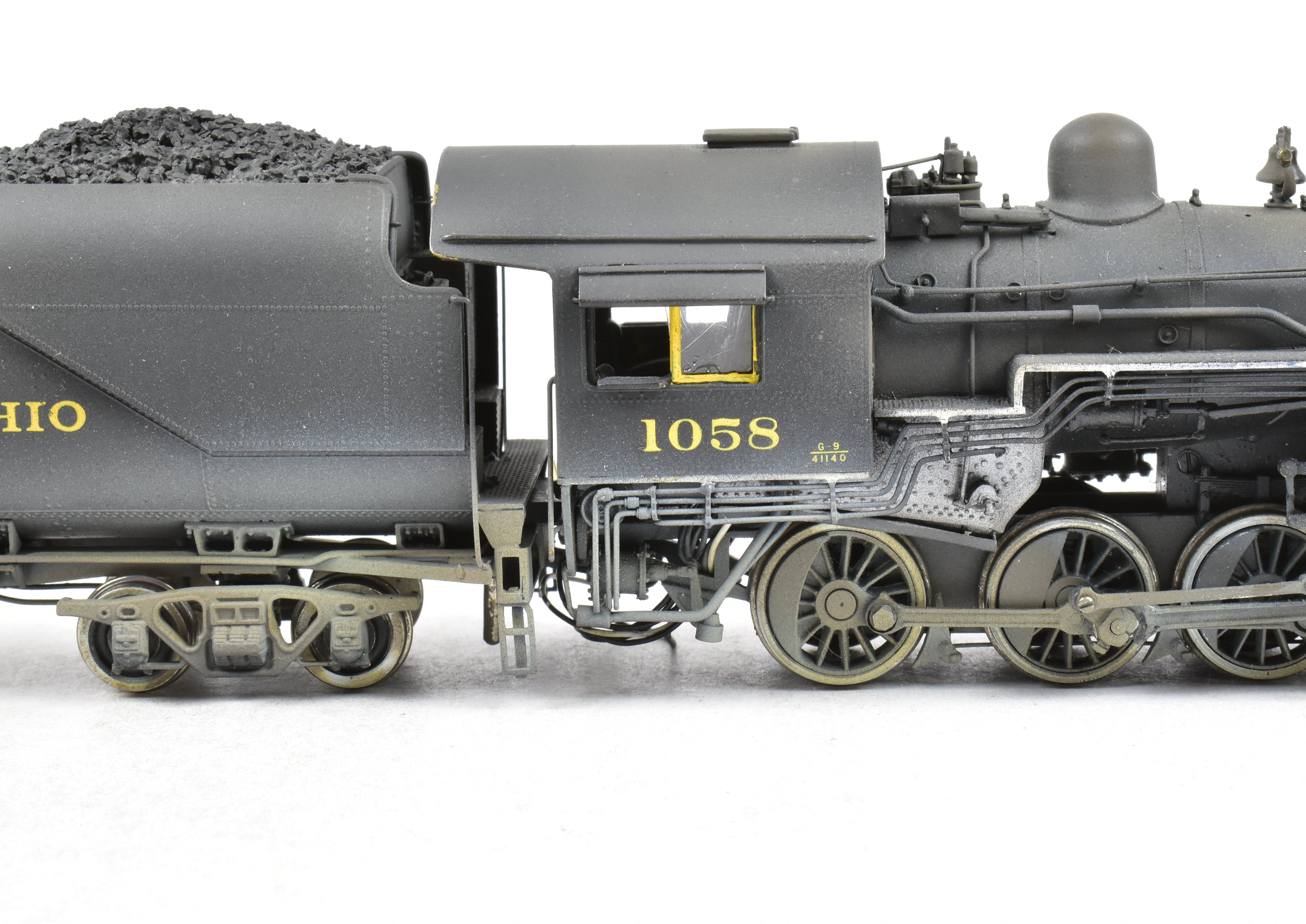 HO Scale Brass Model Train - Overland Models C&O (Chesapeake & Ohio) G - 9 2 - 8 - 0 CP Weathered Locomotive No. 1058 with DCC and Sound Function