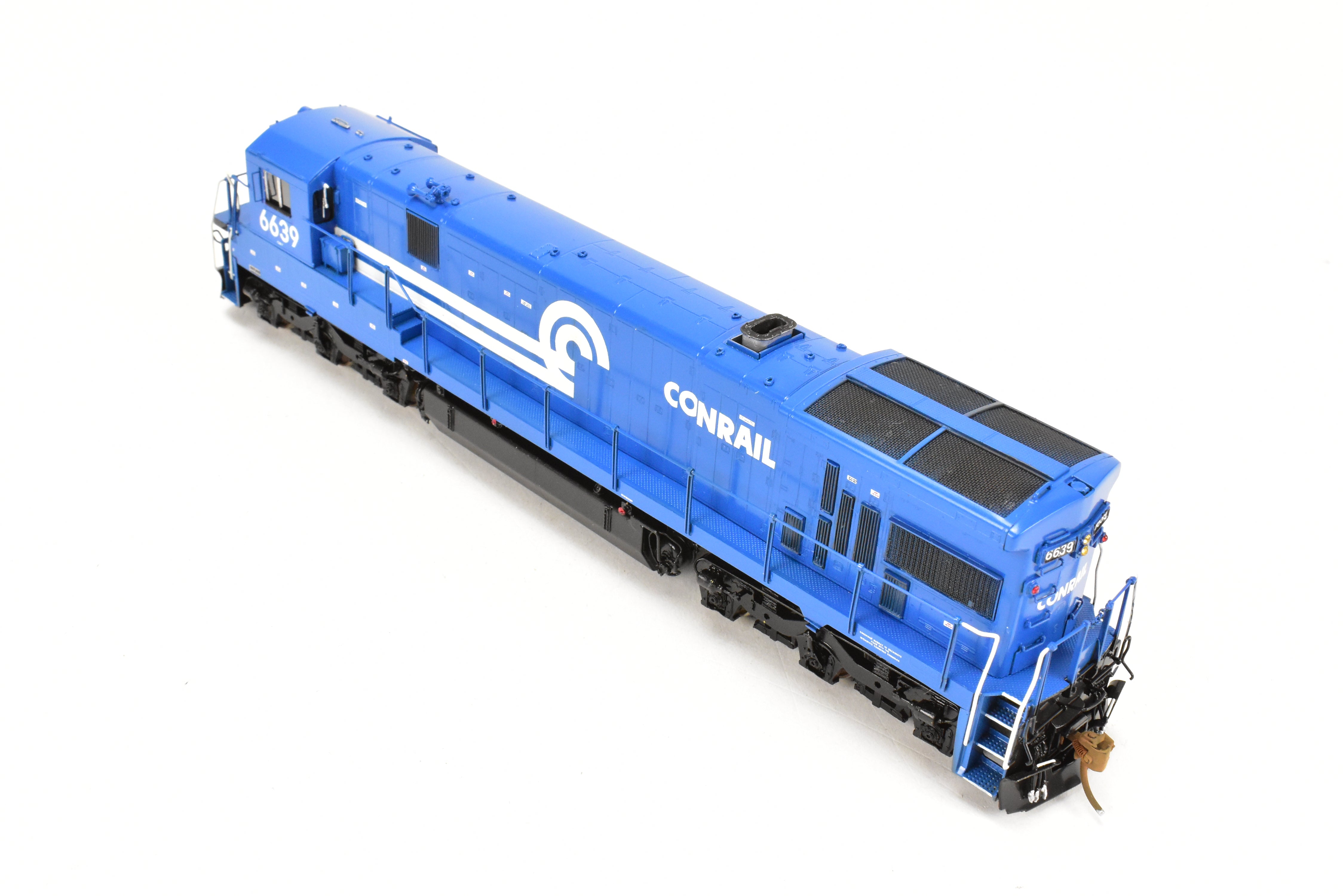 HO Scale Brass Model Train - Overland Models Inc. Conrail GE C36 - 7 Locomotive with Anti - Climber Front Porch, Professionally Painted, Number 6639