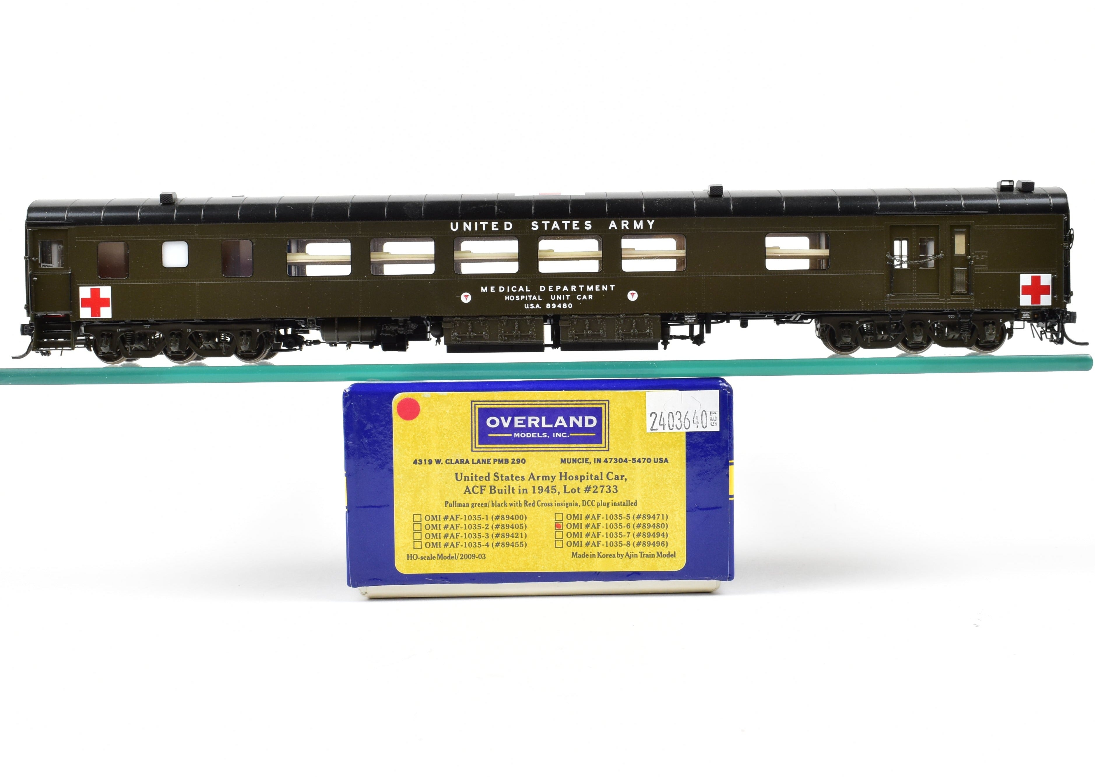 HO Scale Brass Consignment OMI - Overland Models, Inc. USAX - US Army Hospital Car for Freight/Passenger Use